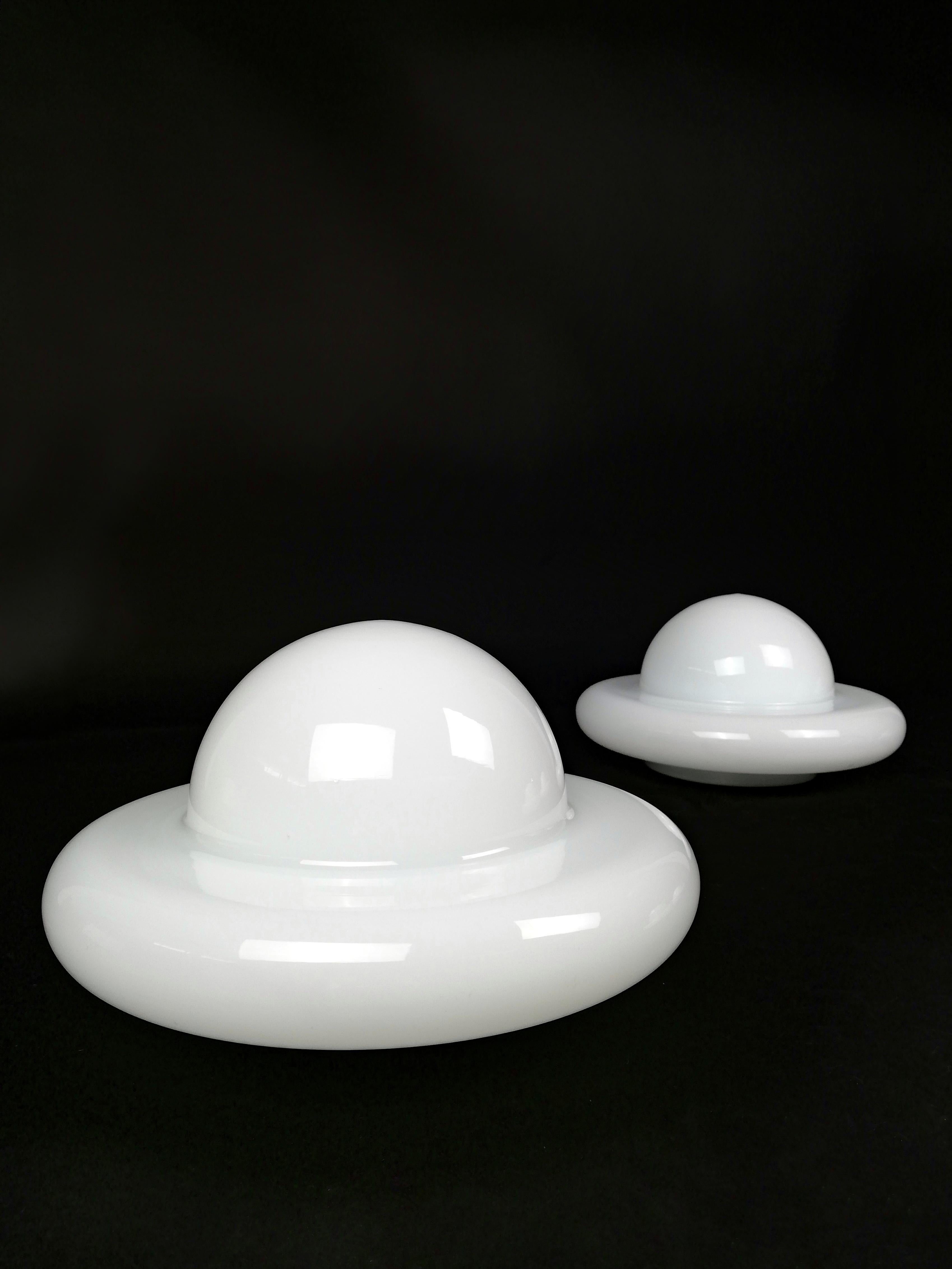 Late 20th Century Italian Opaline Glass Wall or Ceiling Lights in the Style of Luigi Massoni, 1970 For Sale