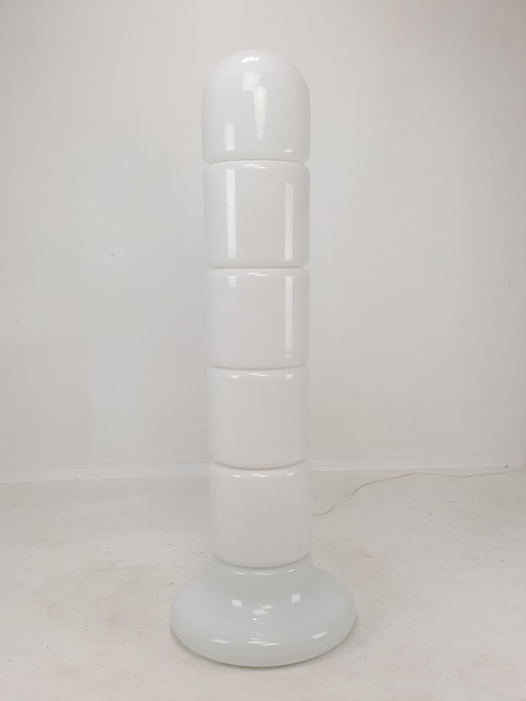Italian Opaline Glass Zea Floor Lamp by Salocchi for Lumenform, 1970s In Good Condition For Sale In Oud Beijerland, NL