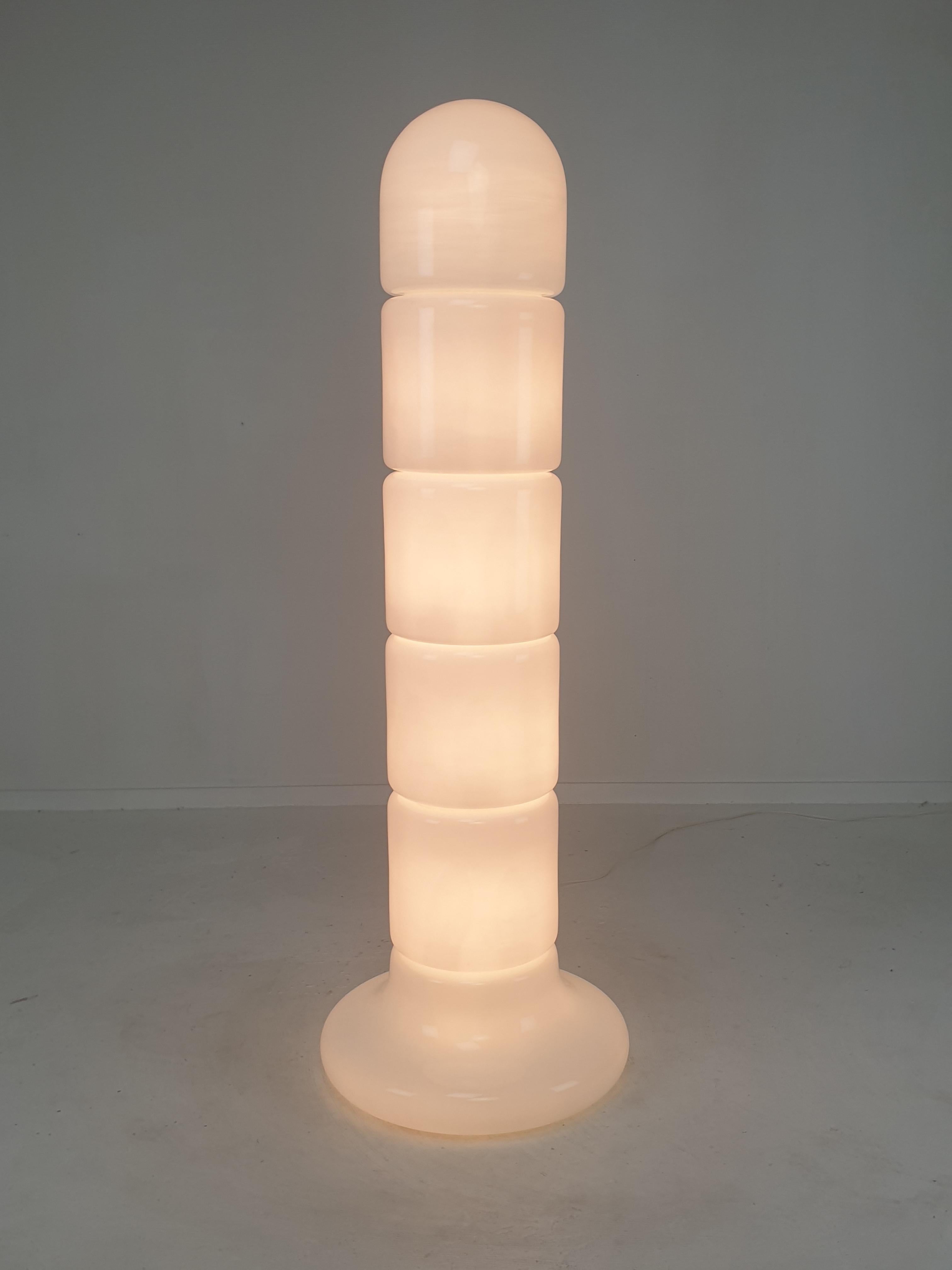 Italian Opaline Glass Zea Floor Lamp by Salocchi for Lumenform, 1970s For Sale 3