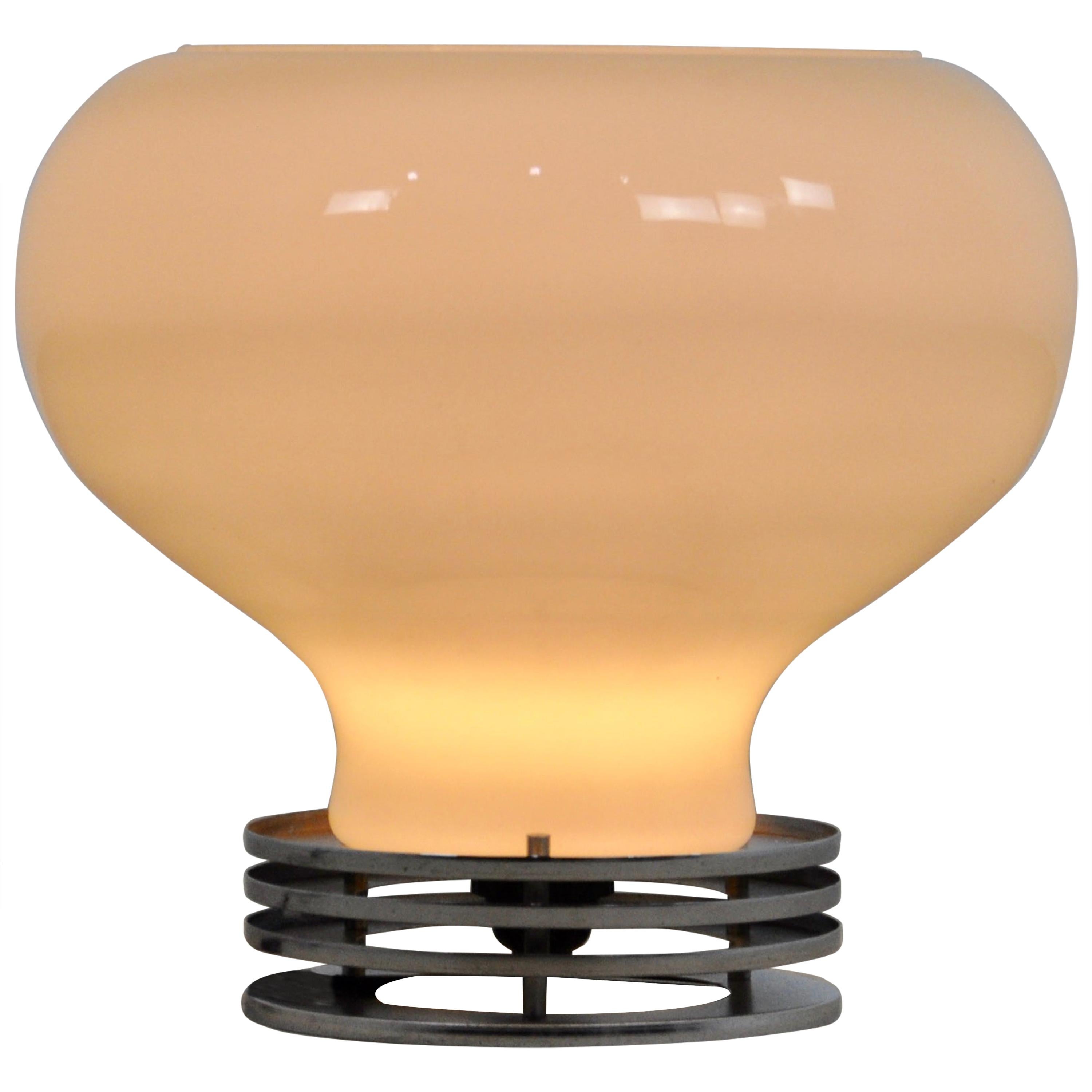 Lampe italienne en opaline, années 1970