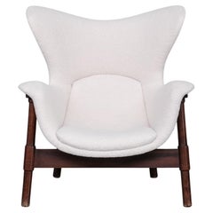 Vintage Italian Open Mid-Century Boucle Armchair