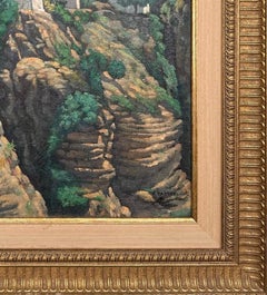 Italian or Spanish City Oil Painting of a Beautiful Landscape