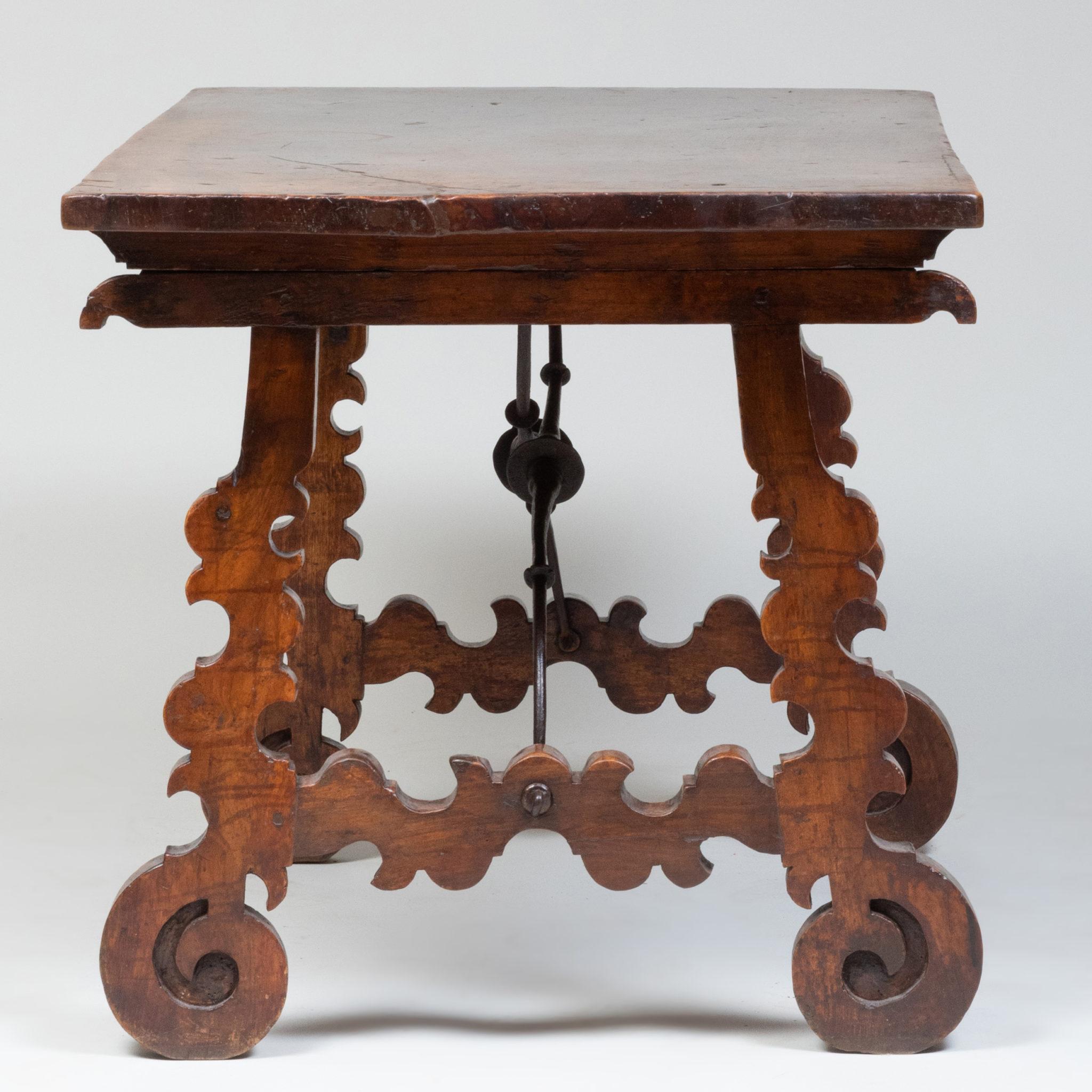 European Italian or Spanish Walnut Trestle Table For Sale