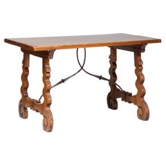 Antique Italian or Spanish Walnut Trestle Table