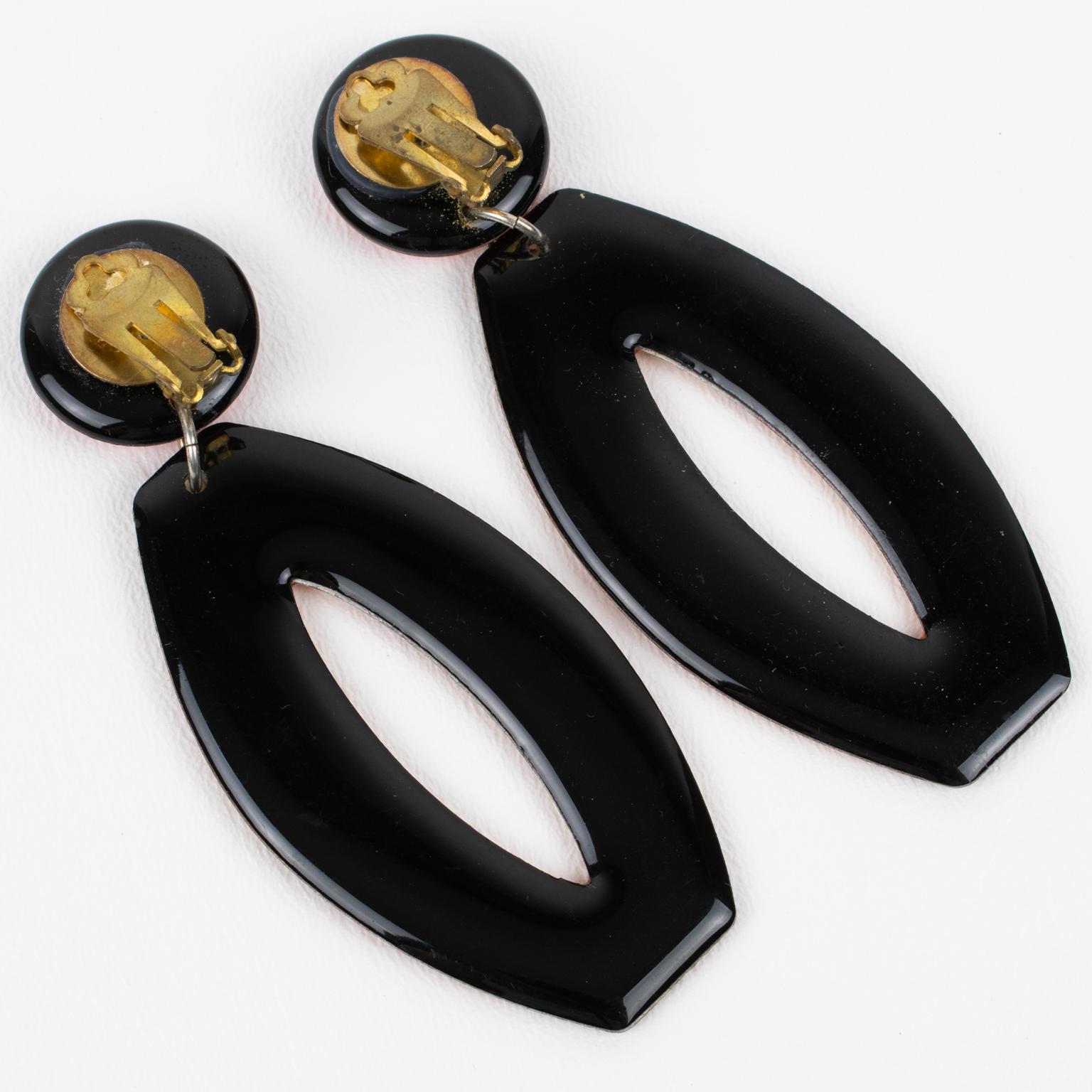 Orange and Champagne Jeweled Resin Earrings In Excellent Condition For Sale In Atlanta, GA