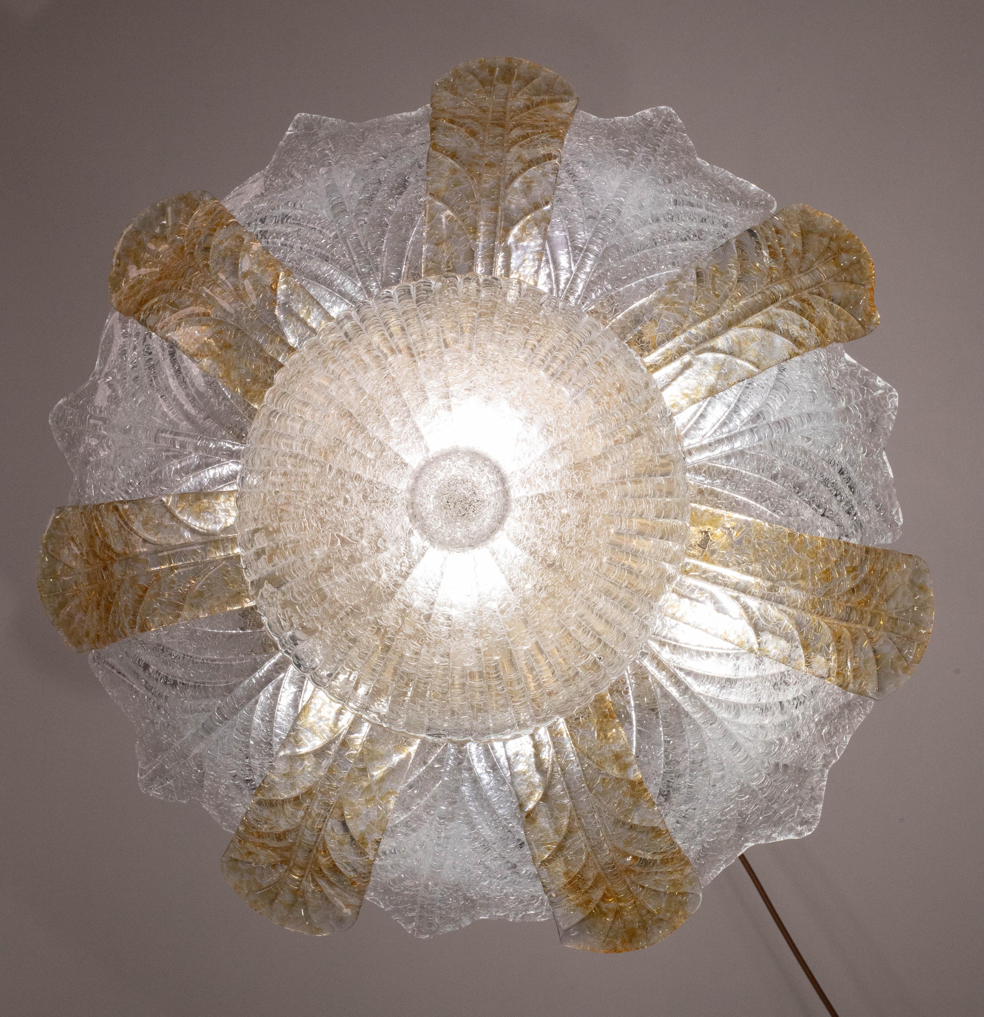 Italian Orange and Trasparent and Murano Glass Ceiling Light For Sale 3