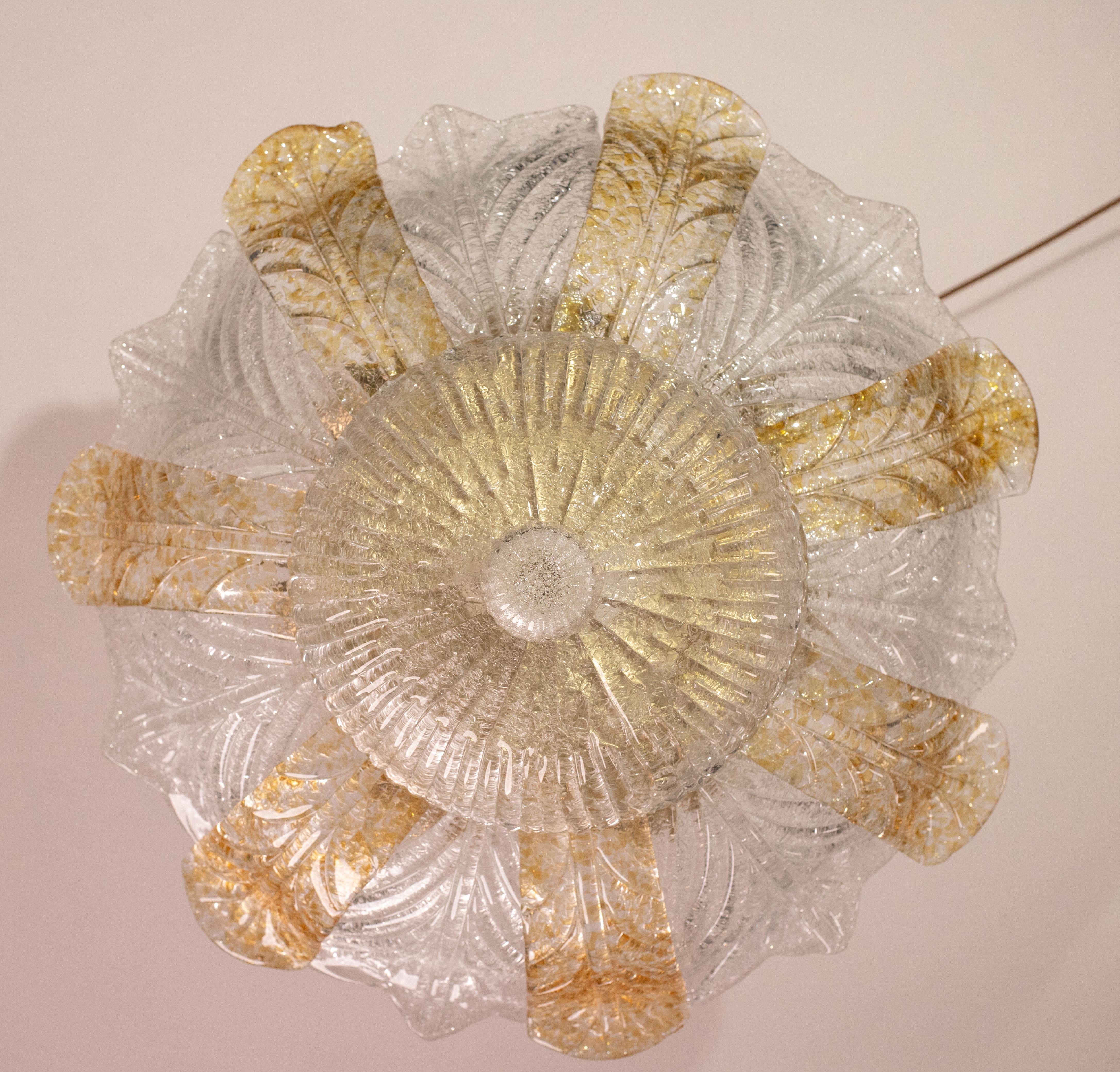 Italian Orange and Trasparent and Murano Glass Ceiling Light For Sale 4
