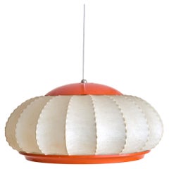 Italian Orange Cocoon Pendant, 1960s