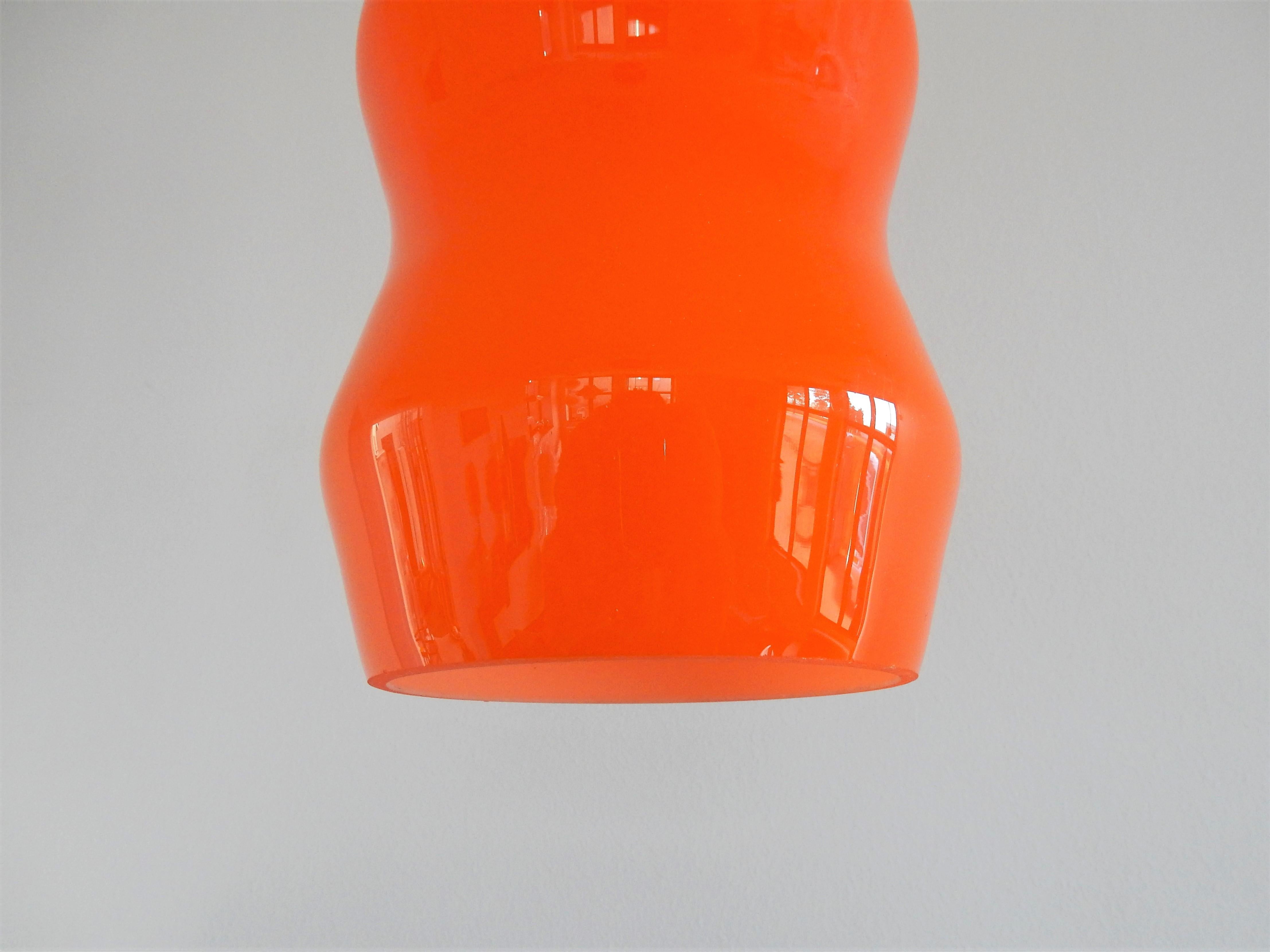 Mid-Century Modern Italian Orange Glass Pendant, Italy, 1960s