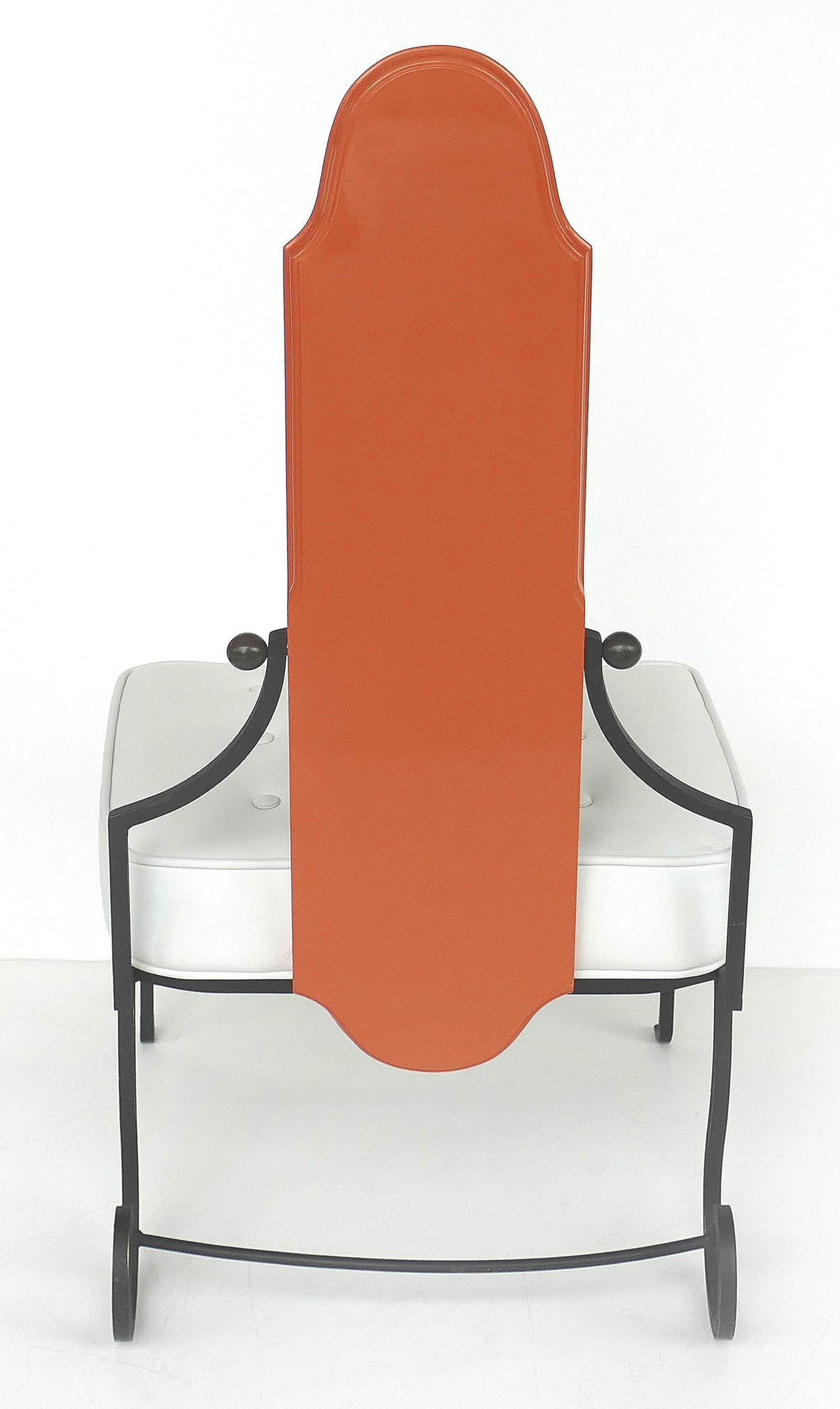 Italian Orange Lacquer Wrought Iron Desk and Chair Set 2