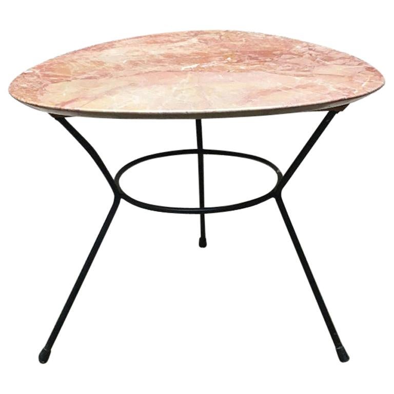 Italian Orange Marble Coffee Table with Structure in Metal Rod, 1960s ...