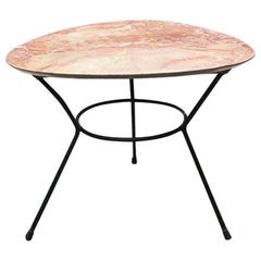 Italian Orange Marble Coffee Table with Structure in Metal Rod, 1960s