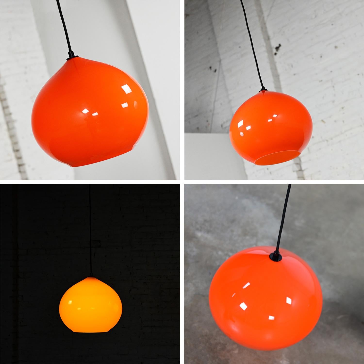 Italienische Pendelleuchten aus orangefarbenem Muranoglas von Alessandro Pianon für Vistosi im Angebot 13