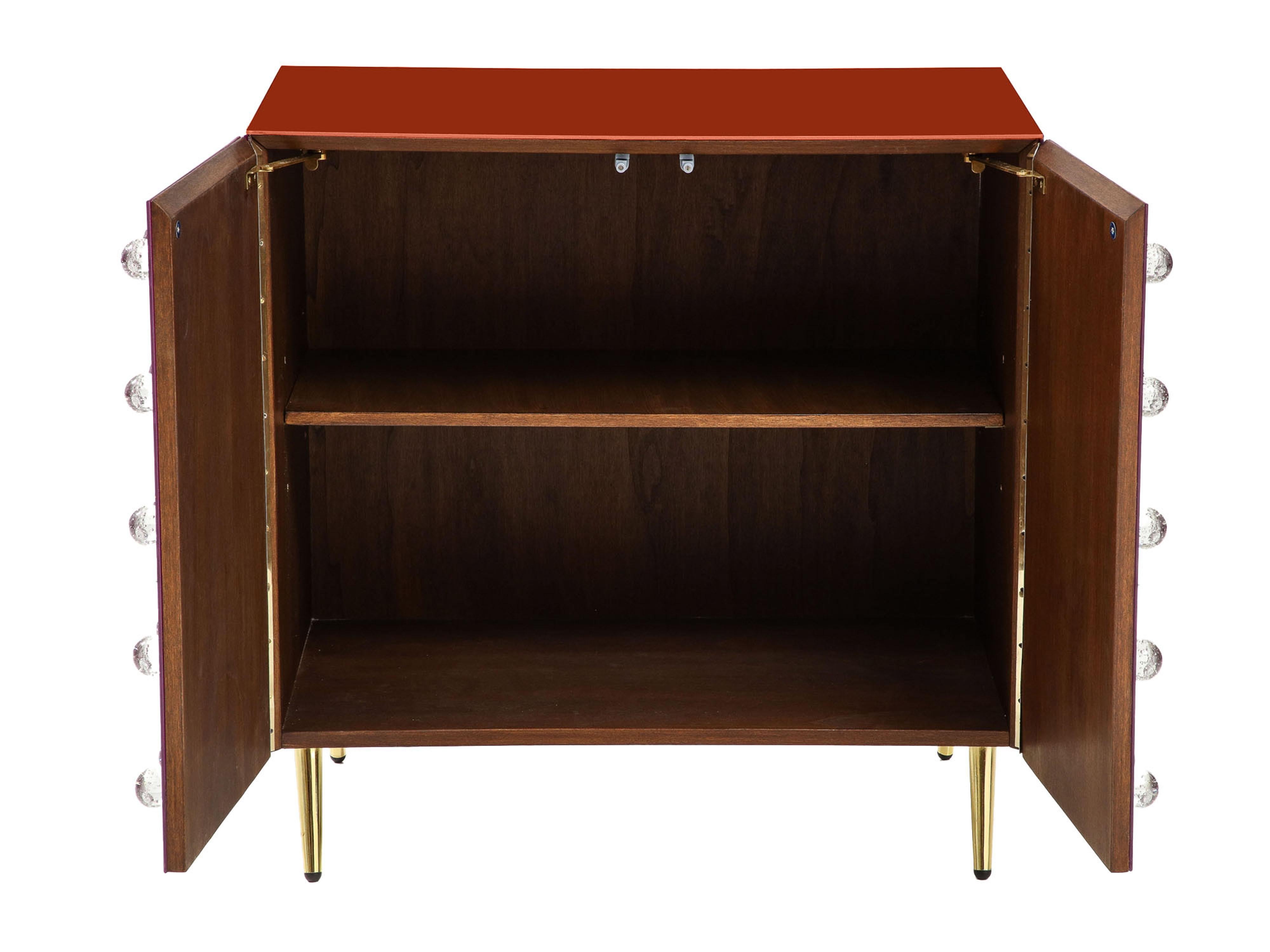 Mid-Century Modern Italian Orange Pantry Cabinet in Murano Glass Available  For Sale