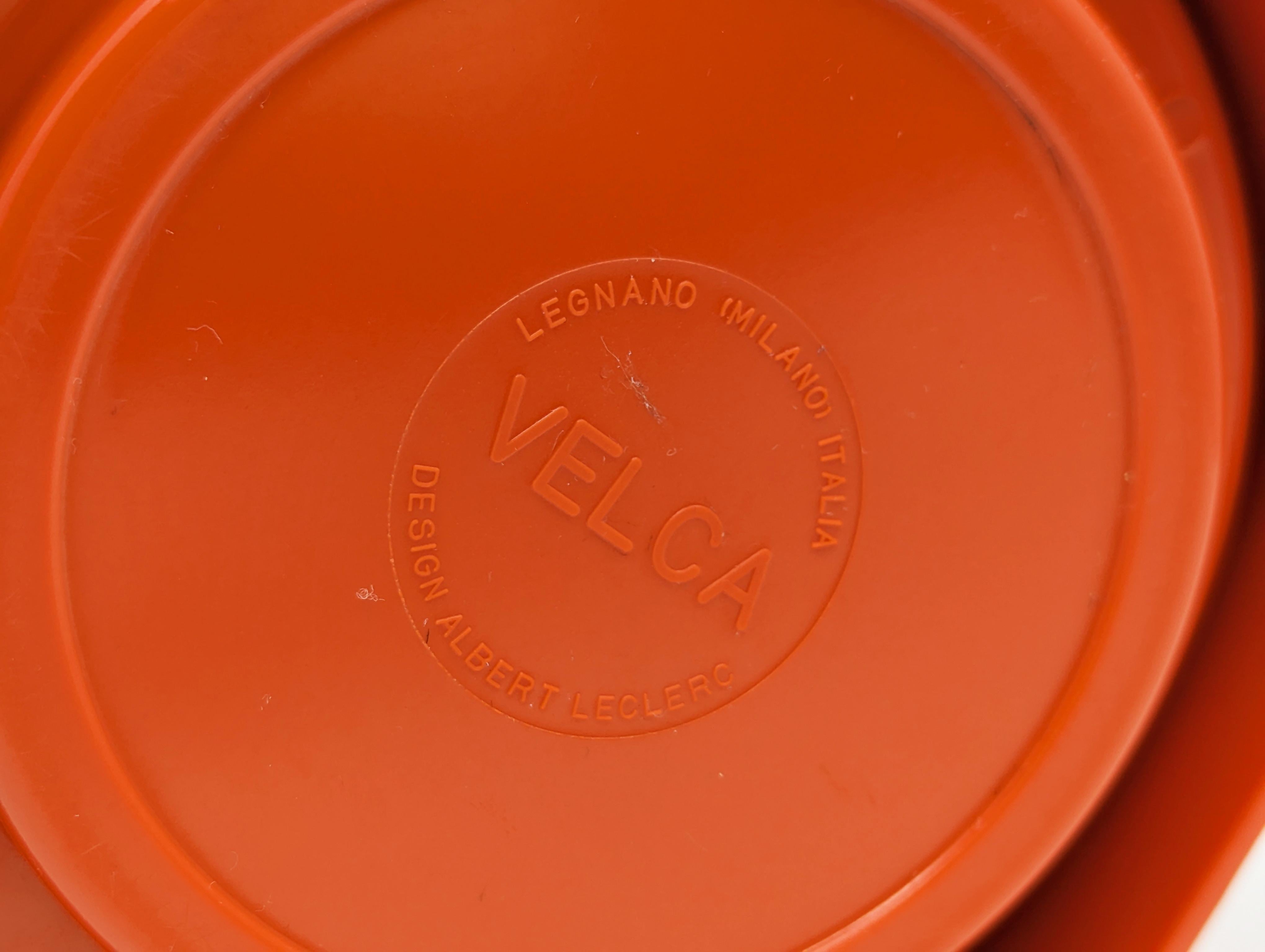 Italian orange plastic & chrome plated metal 1970 Exa ashtray by Velca 1
