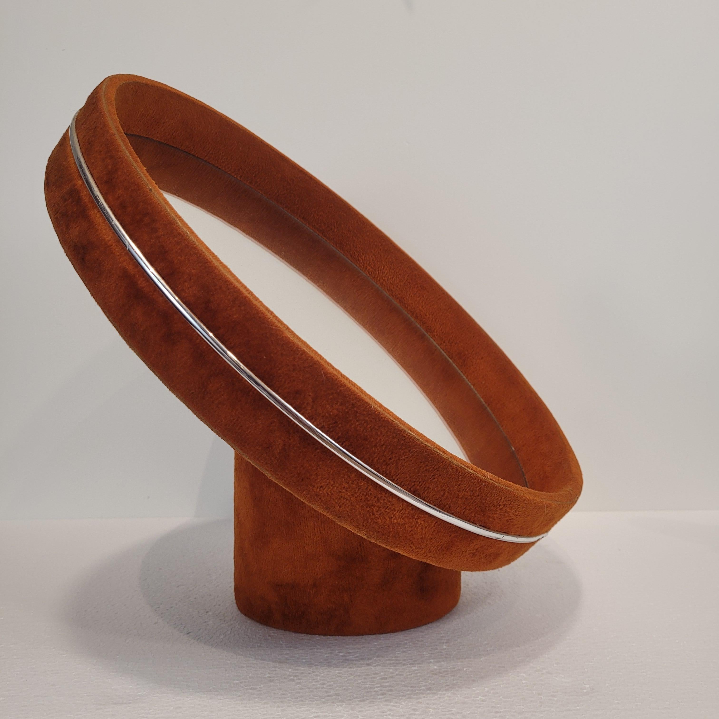 Italienischer orangefarbener Schminkspiegel aus dem Space Age, Poltrona Frau-Stil, Samtpolsterung im Angebot 7