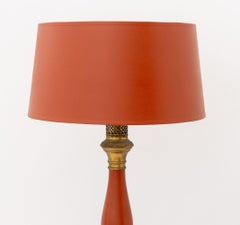 Italian Orange Toleware Table Lamps, Pair