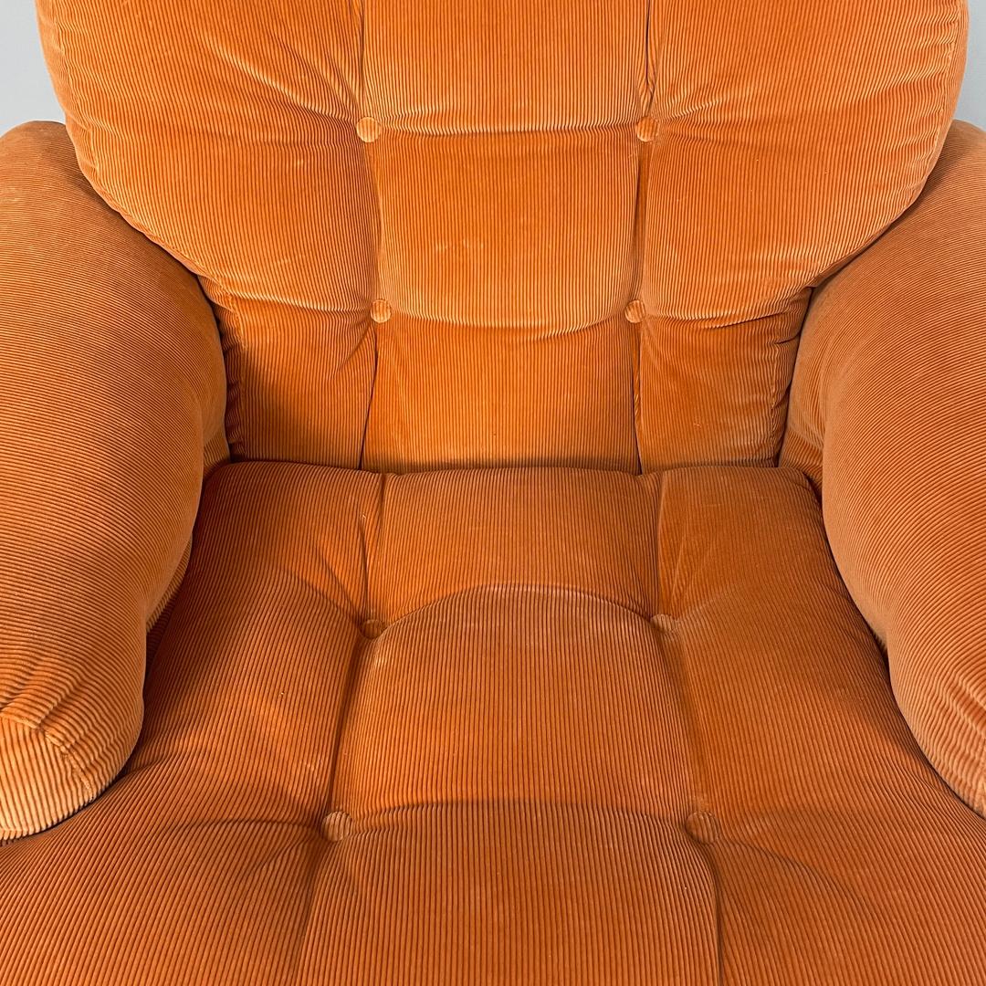 Italian orange velvet armchairs Coronado by Afra and Tobia Scarpa for B&B, 1970s For Sale 4