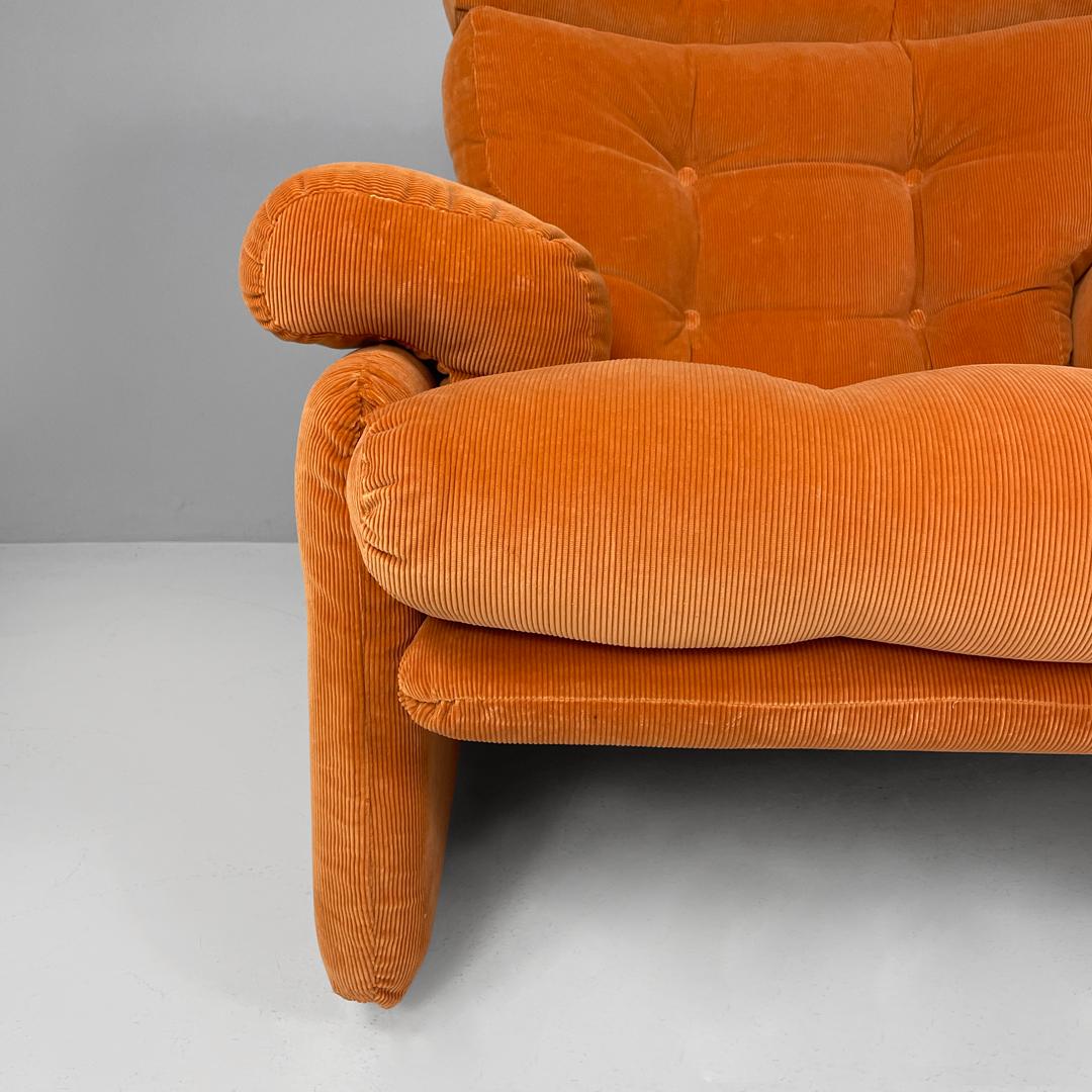 Italian orange velvet armchairs Coronado by Afra and Tobia Scarpa for B&B, 1970s For Sale 5