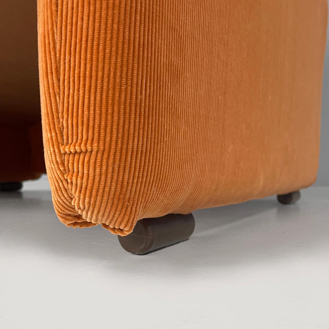 Italian orange velvet armchairs Coronado by Afra and Tobia Scarpa for B&B, 1970s For Sale 6