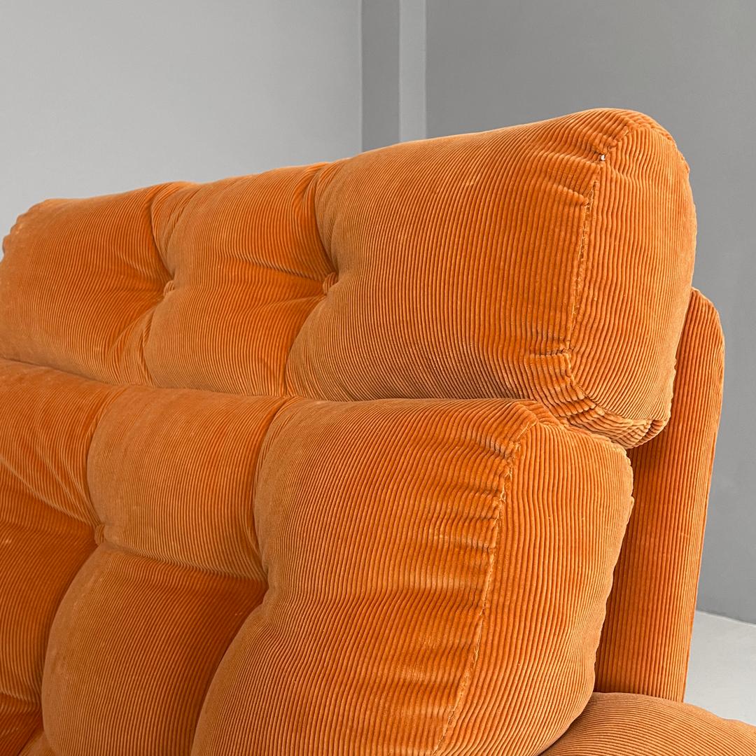 Italian orange velvet armchairs Coronado by Afra and Tobia Scarpa for B&B, 1970s For Sale 8