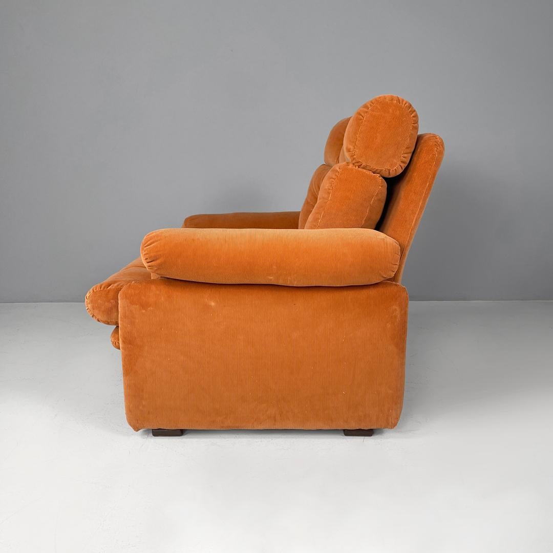 Late 20th Century Italian orange velvet armchairs Coronado by Afra and Tobia Scarpa for B&B, 1970s For Sale