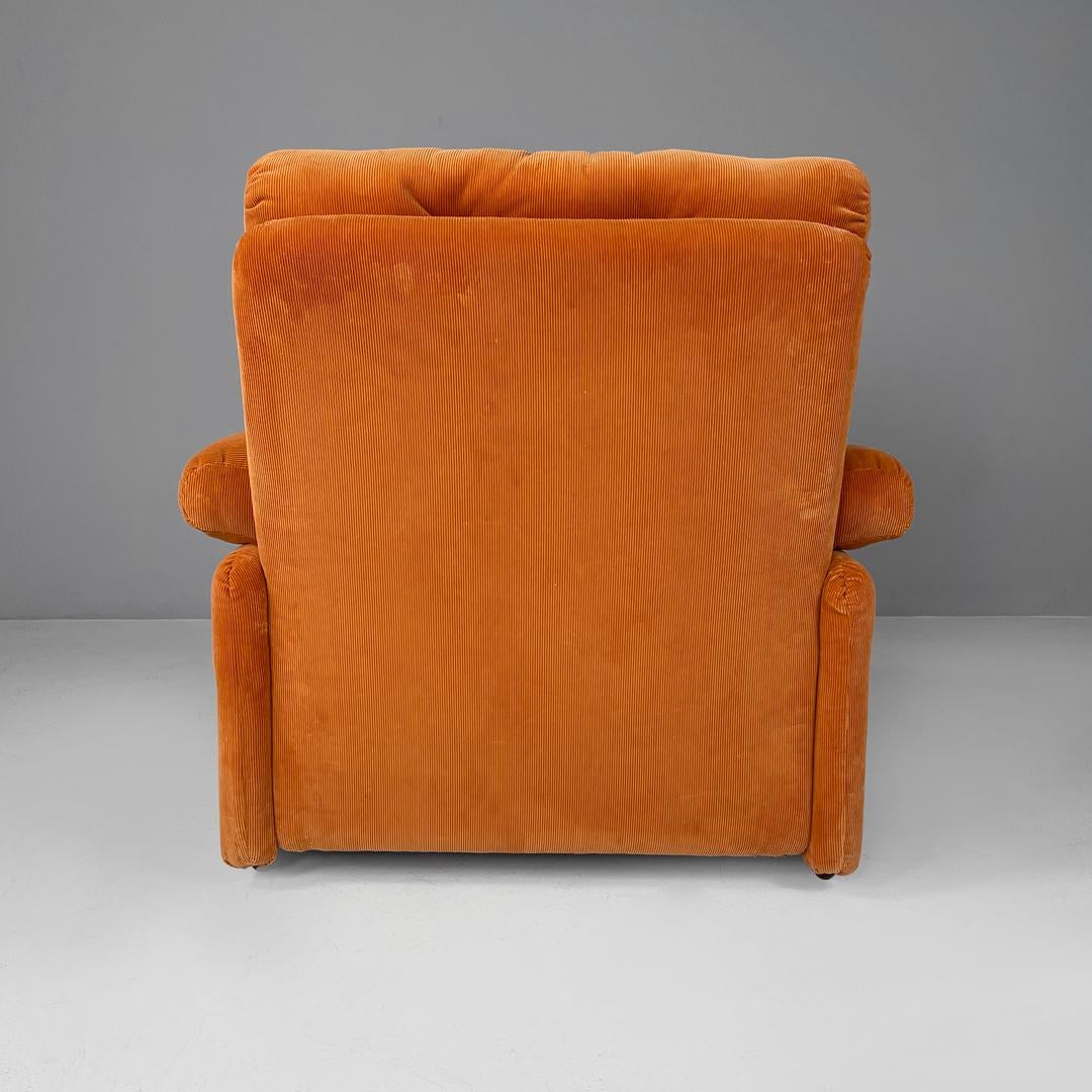 Plastic Italian orange velvet armchairs Coronado by Afra and Tobia Scarpa for B&B, 1970s For Sale