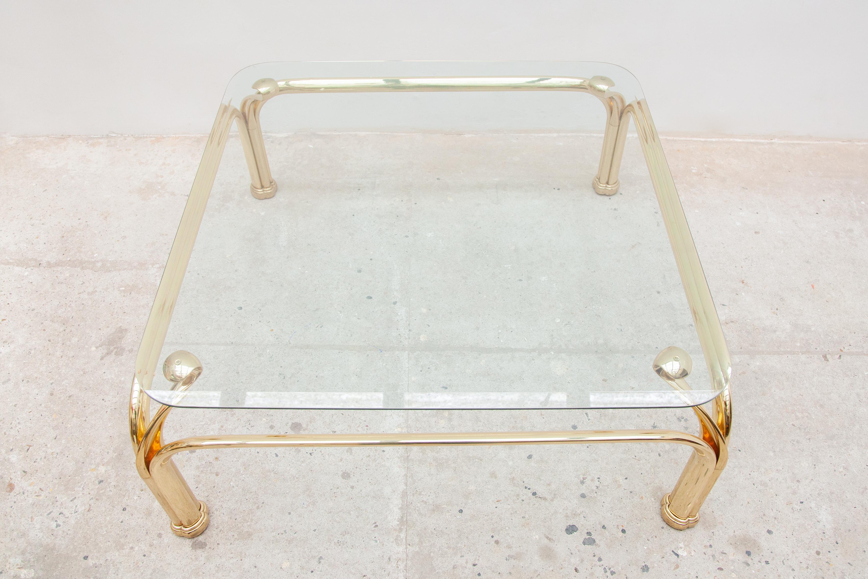 Hollywood Regency Italian Organic Brass Coffee-Table with Abstract Swan Neck For Sale