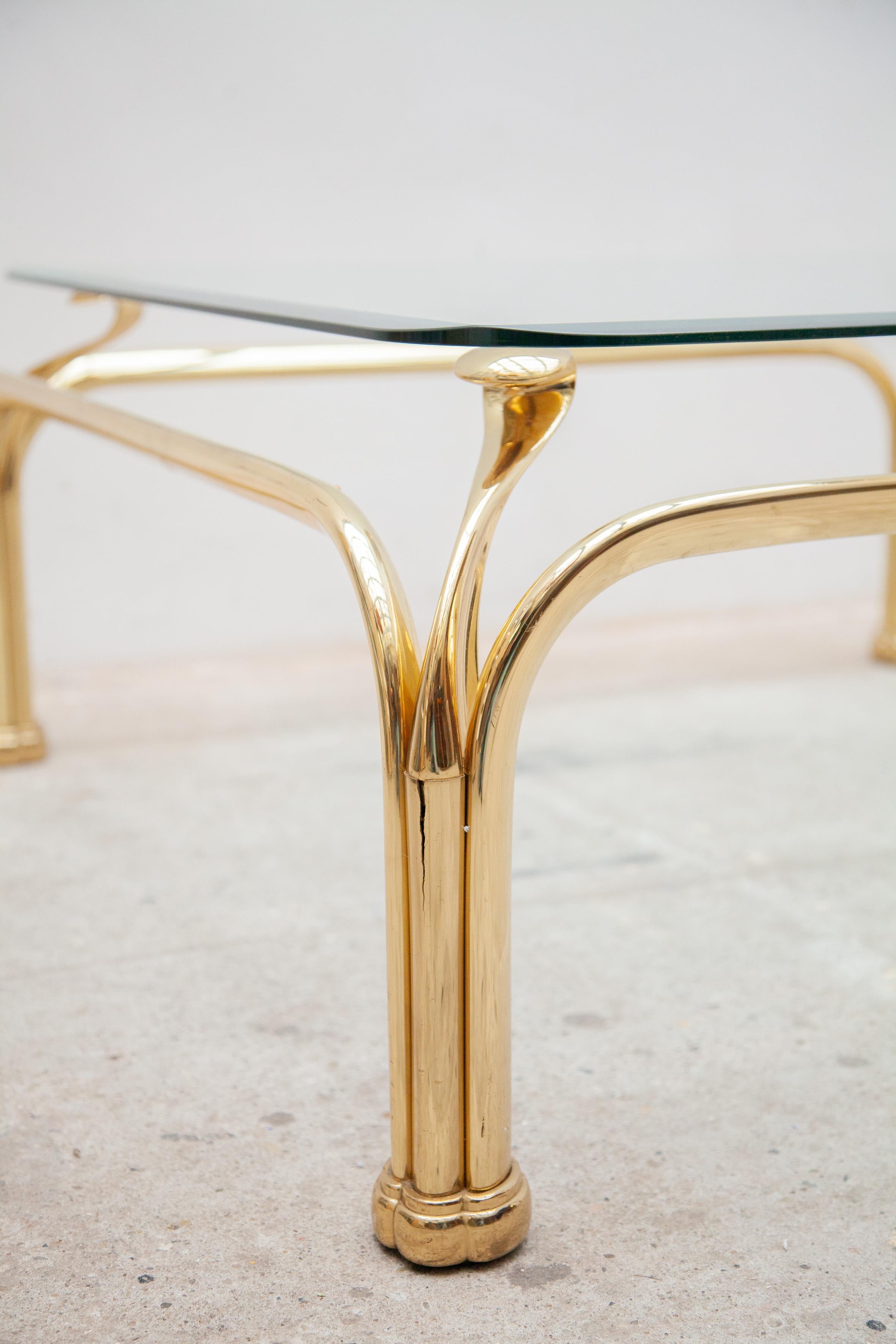 Late 20th Century Italian Organic Brass Coffee-Table with Abstract Swan Neck For Sale