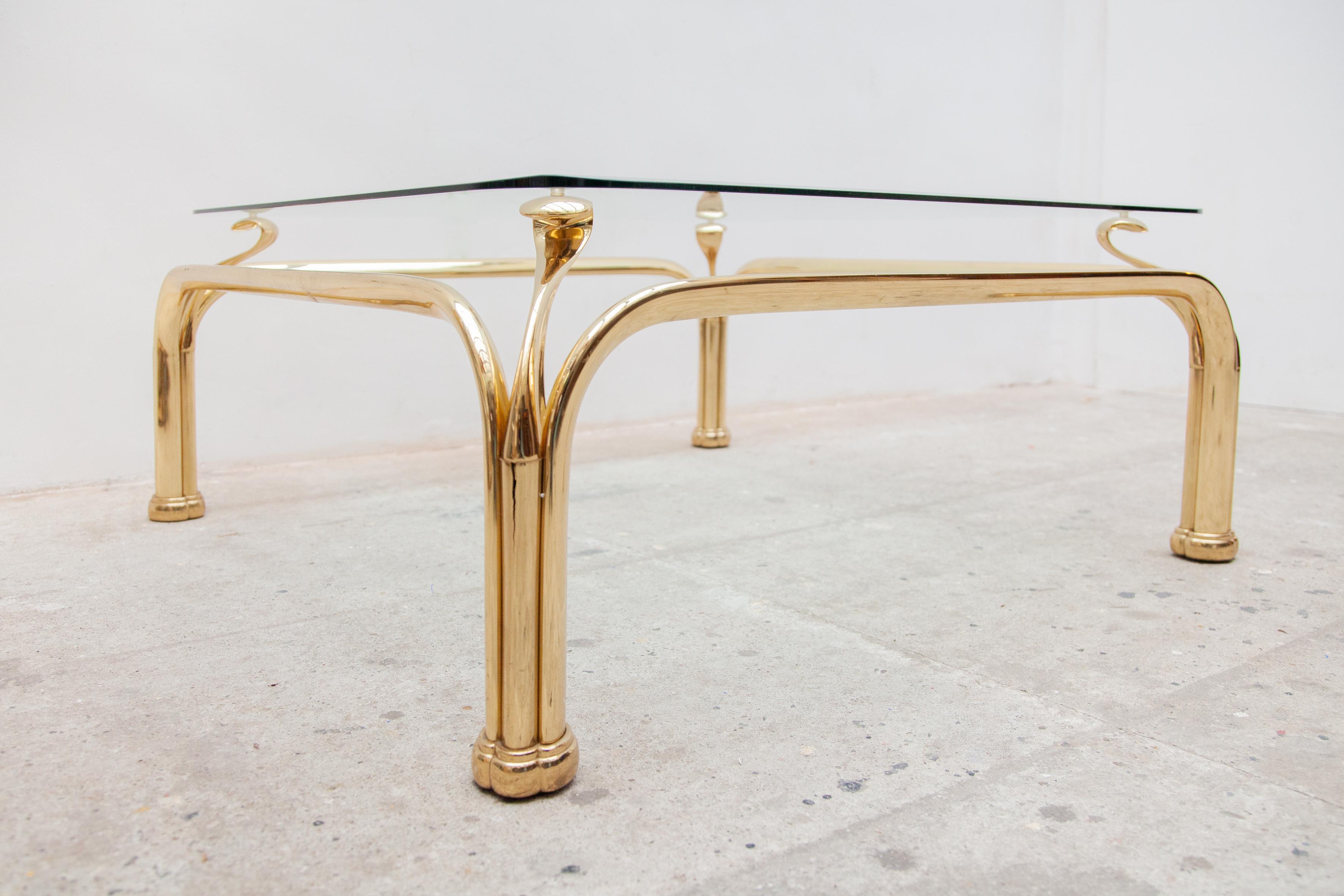 Italian Organic Brass Coffee-Table with Abstract Swan Neck For Sale 1