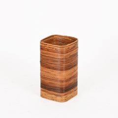 Italian Organic Curved Rattan Umbrella Stand, Vivai del Sud, Italy, 1970s
