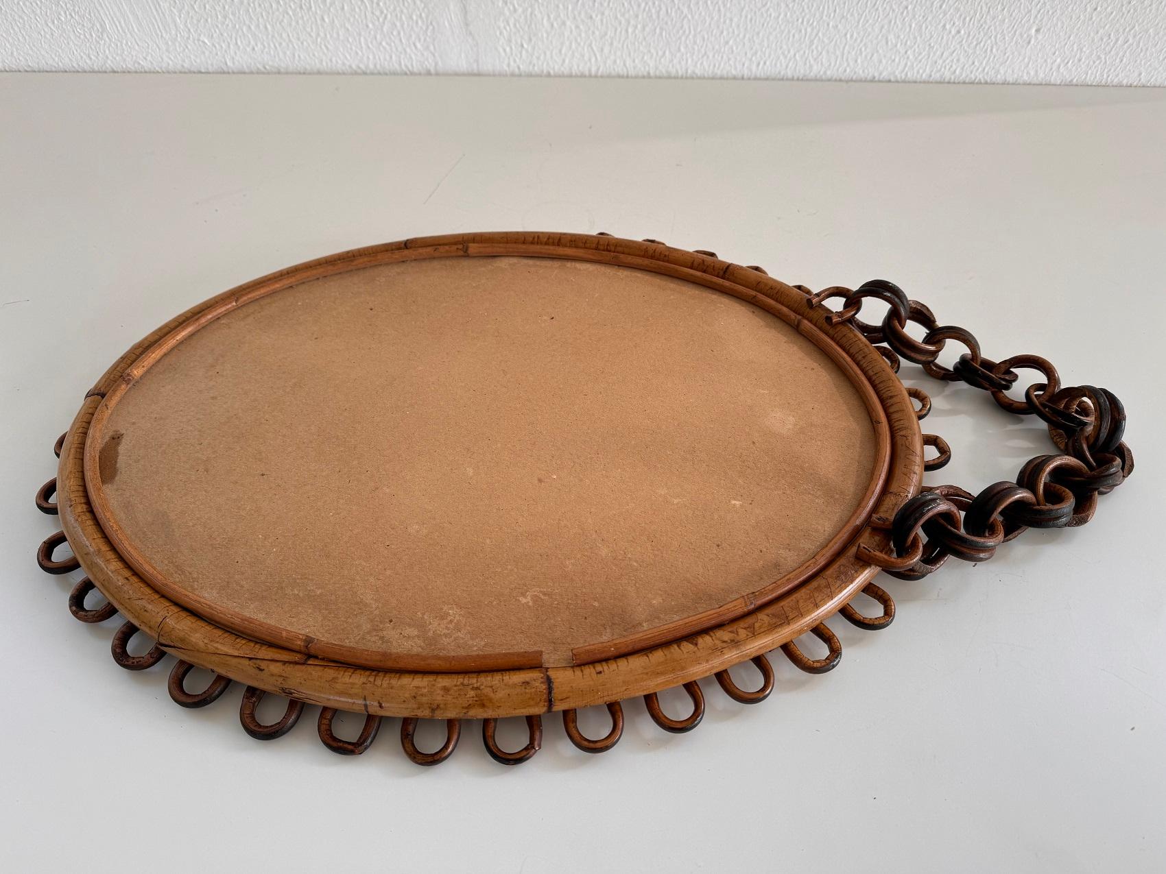 Specchio da parete di design organico italiano in rattan e bambù, anni '60 in vendita 5