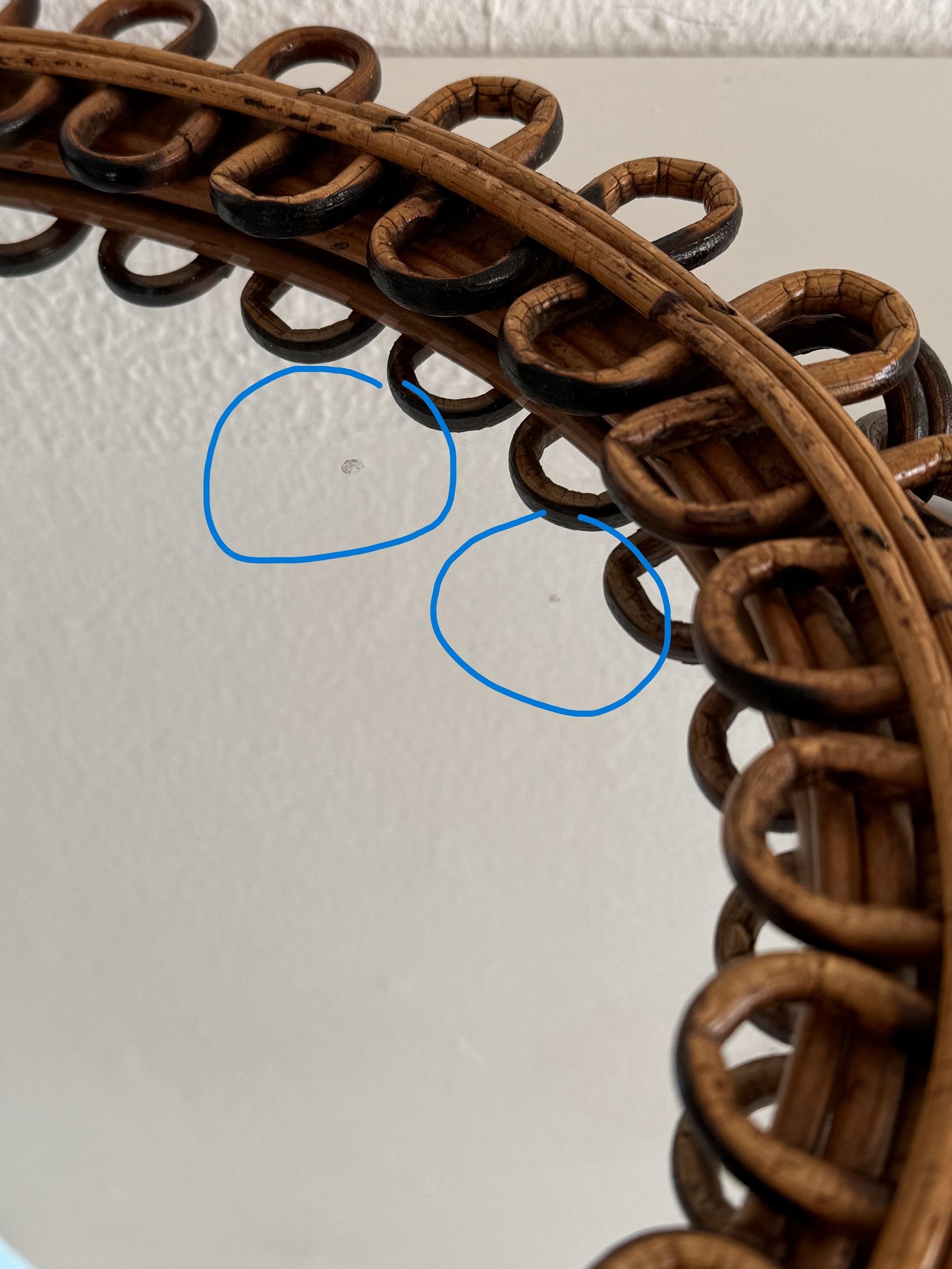 Specchio da parete di design organico italiano in rattan e bambù, anni '60 in vendita 6