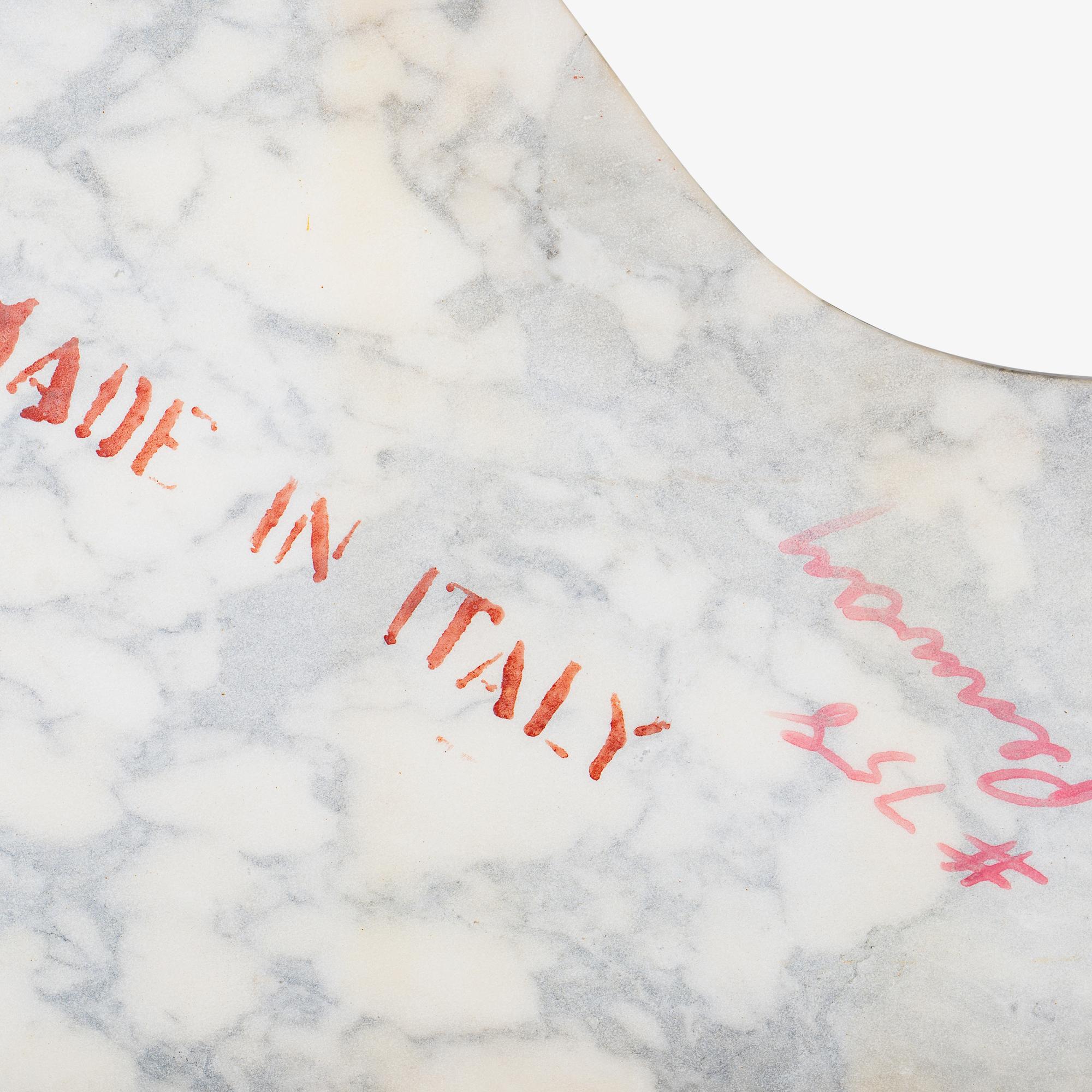 Italian Organic Form Carrara Marble Cocktail Table with Brass Legs For Sale 5