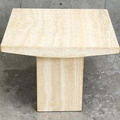 Italian Organic Modern Axel Vervoordt Style Travertine Side Tables - Pair