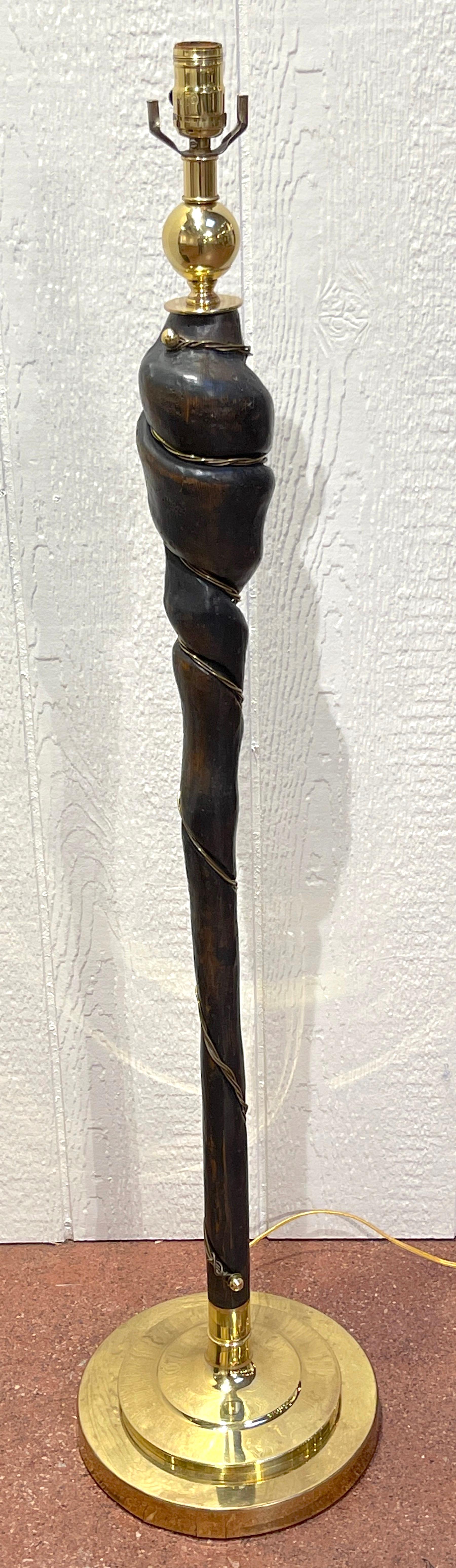 Italian Organic Modern Brass Mounted Sculptural Root Floor Lamp In Good Condition For Sale In West Palm Beach, FL