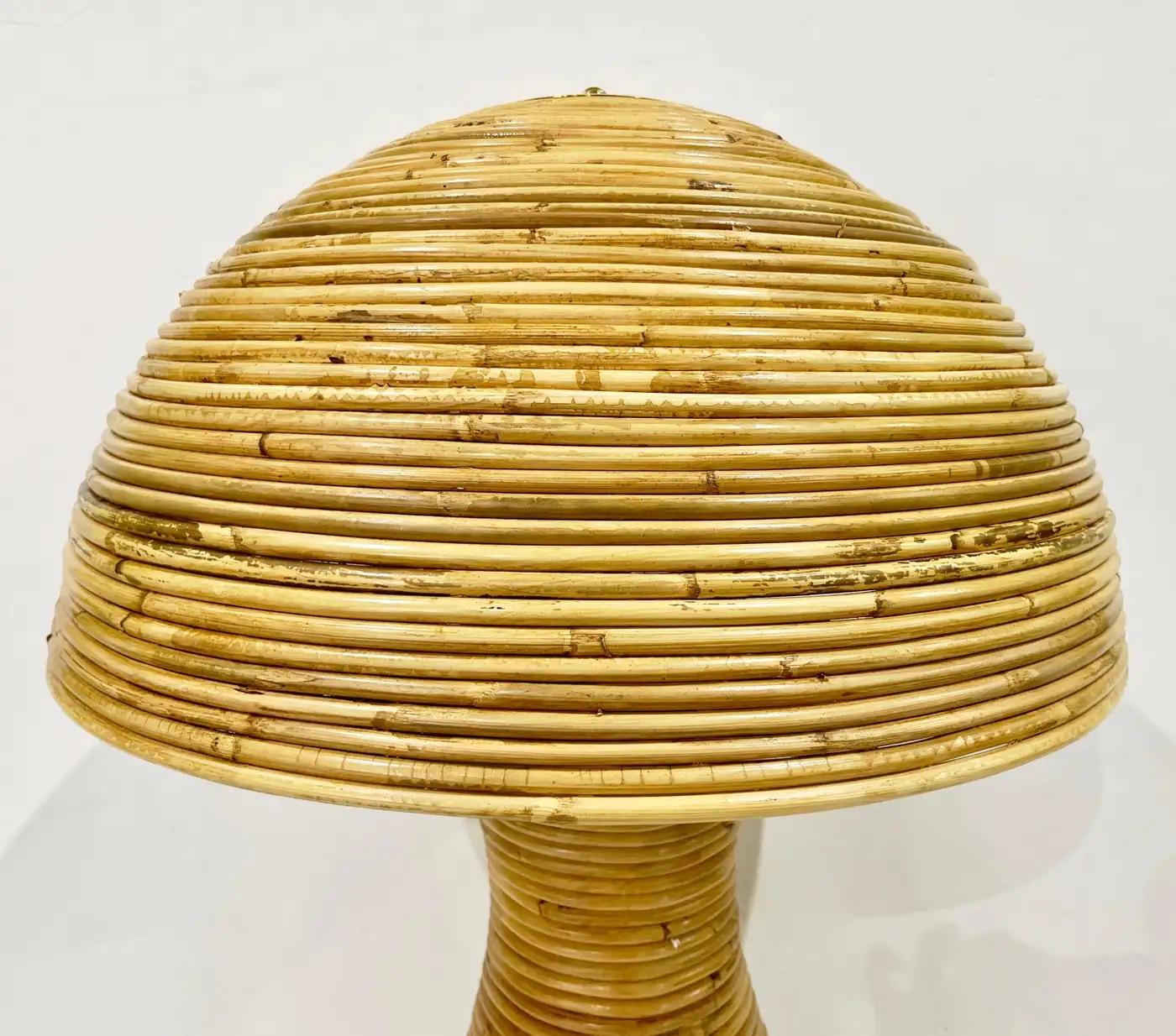 Italienische Organic Modern Contemporary Messing Rattan Tall Mushroom Tisch/Fußbodenlampe (21. Jahrhundert und zeitgenössisch) im Angebot