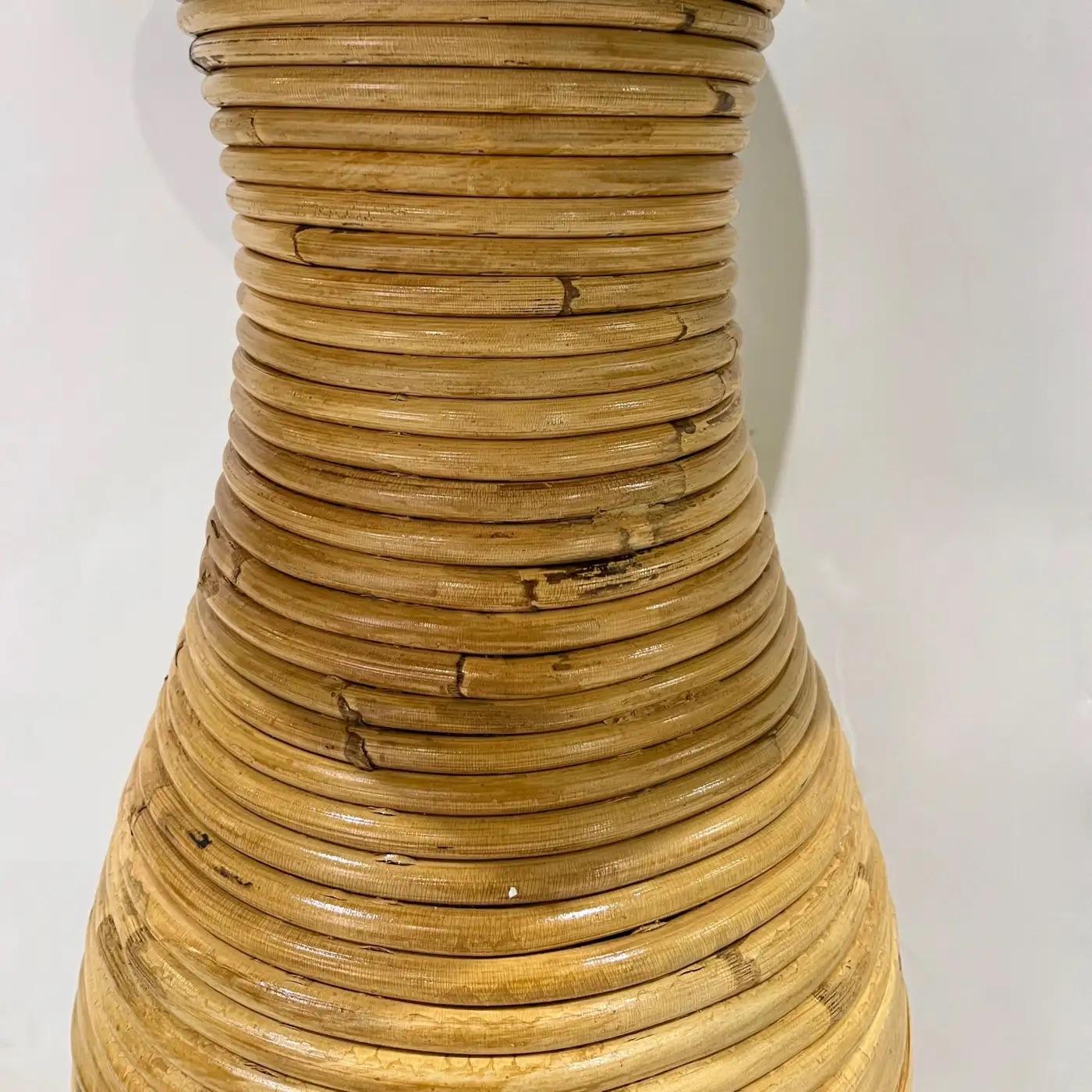 Italienische Organic Modern Contemporary Messing Rattan Tall Mushroom Tisch/Fußbodenlampe im Angebot 1
