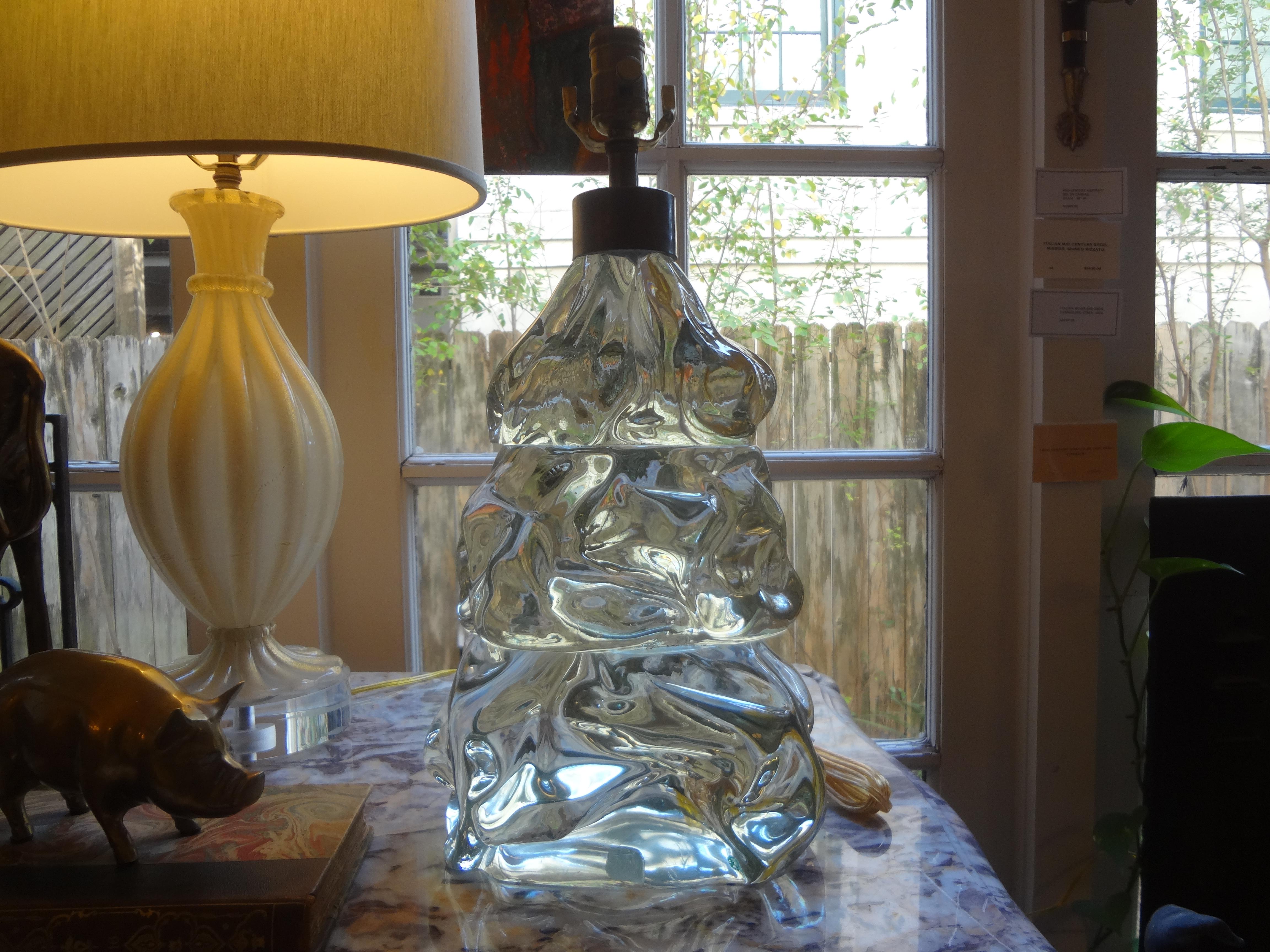 Italian Organic Modern Fontana Arte Style Glass Table Lamp 9