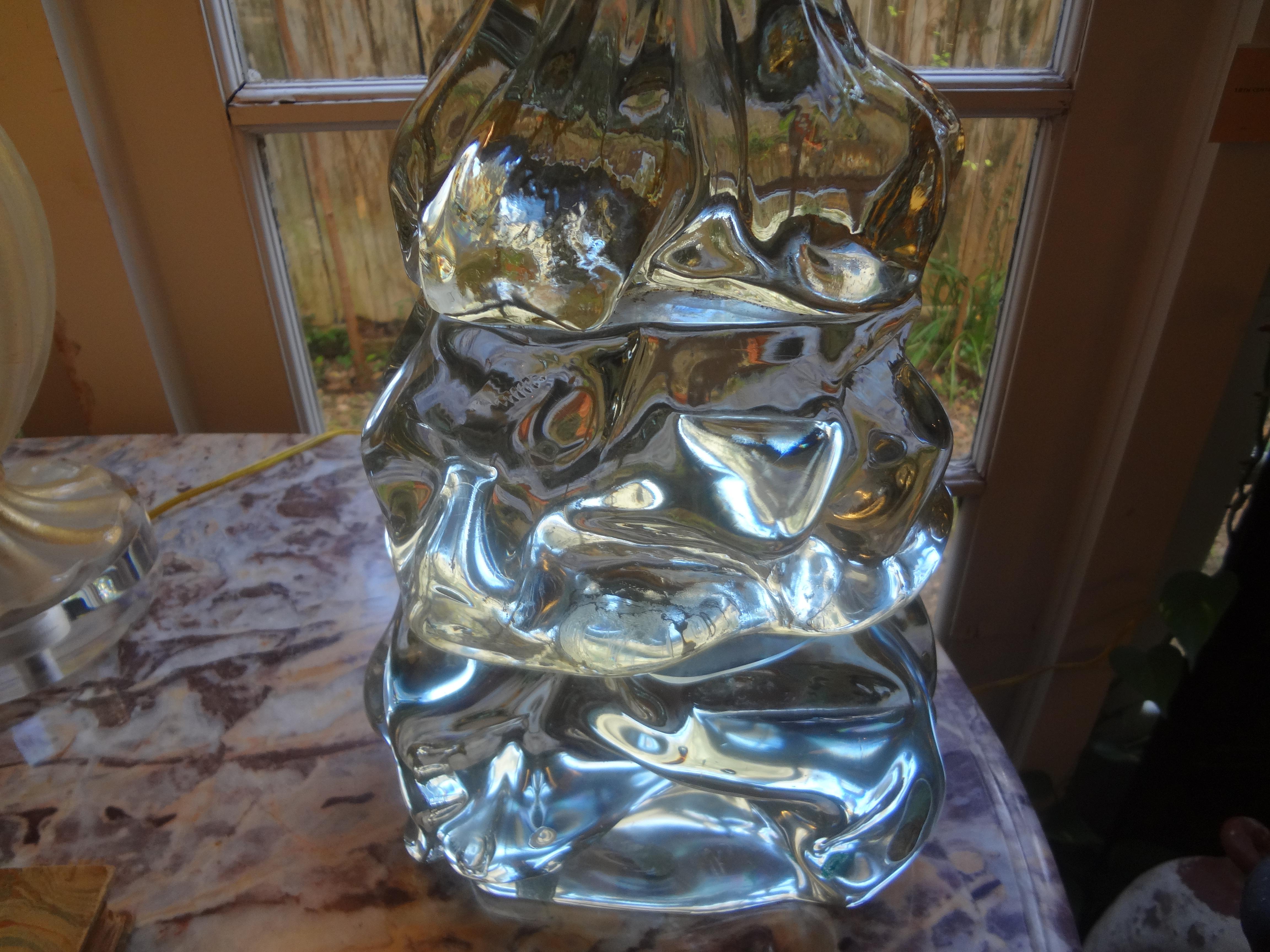 Italian Organic Modern Fontana Arte Style Glass Table Lamp In Good Condition In Houston, TX
