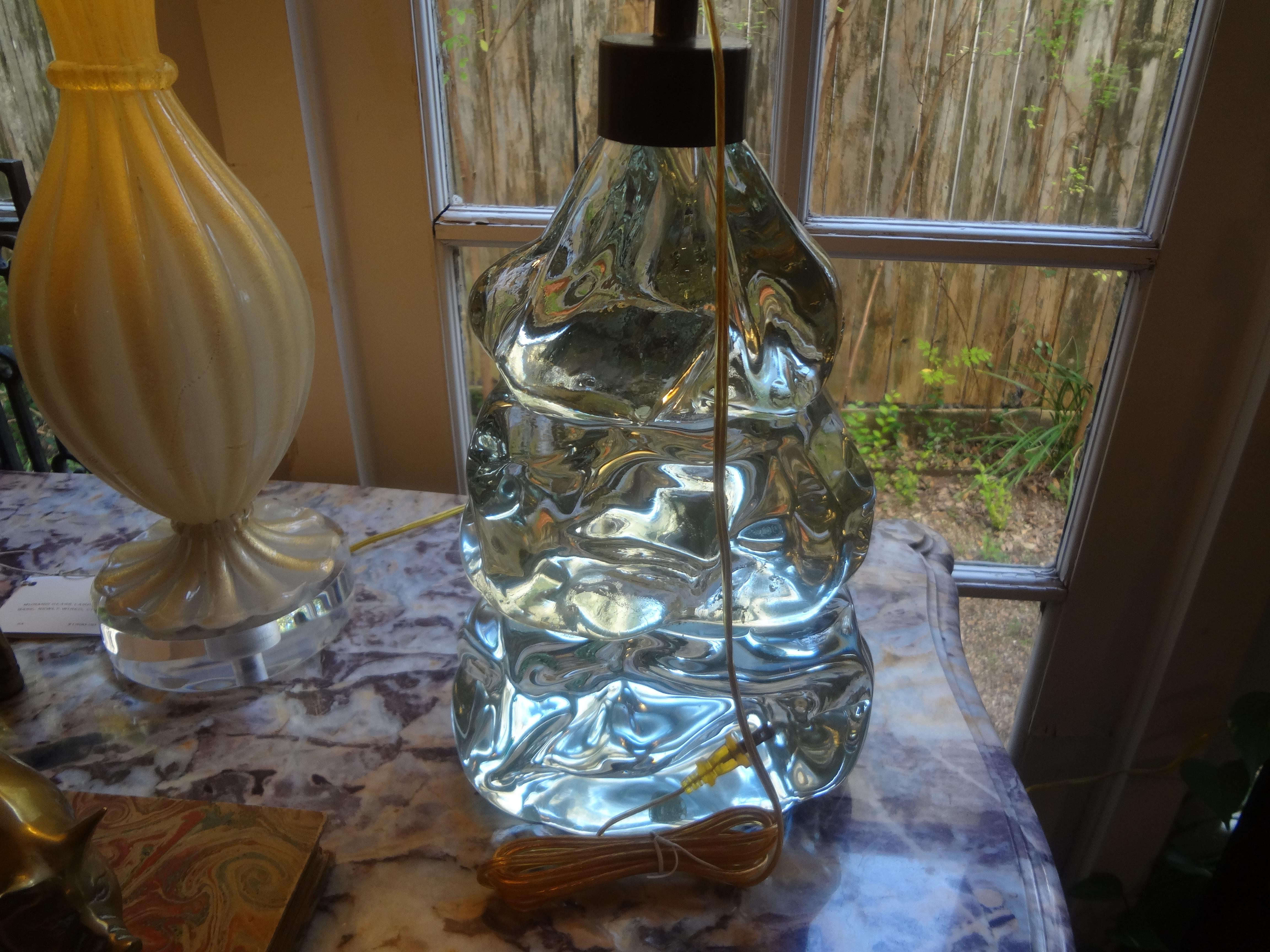 Italian Organic Modern Fontana Arte Style Glass Table Lamp 4