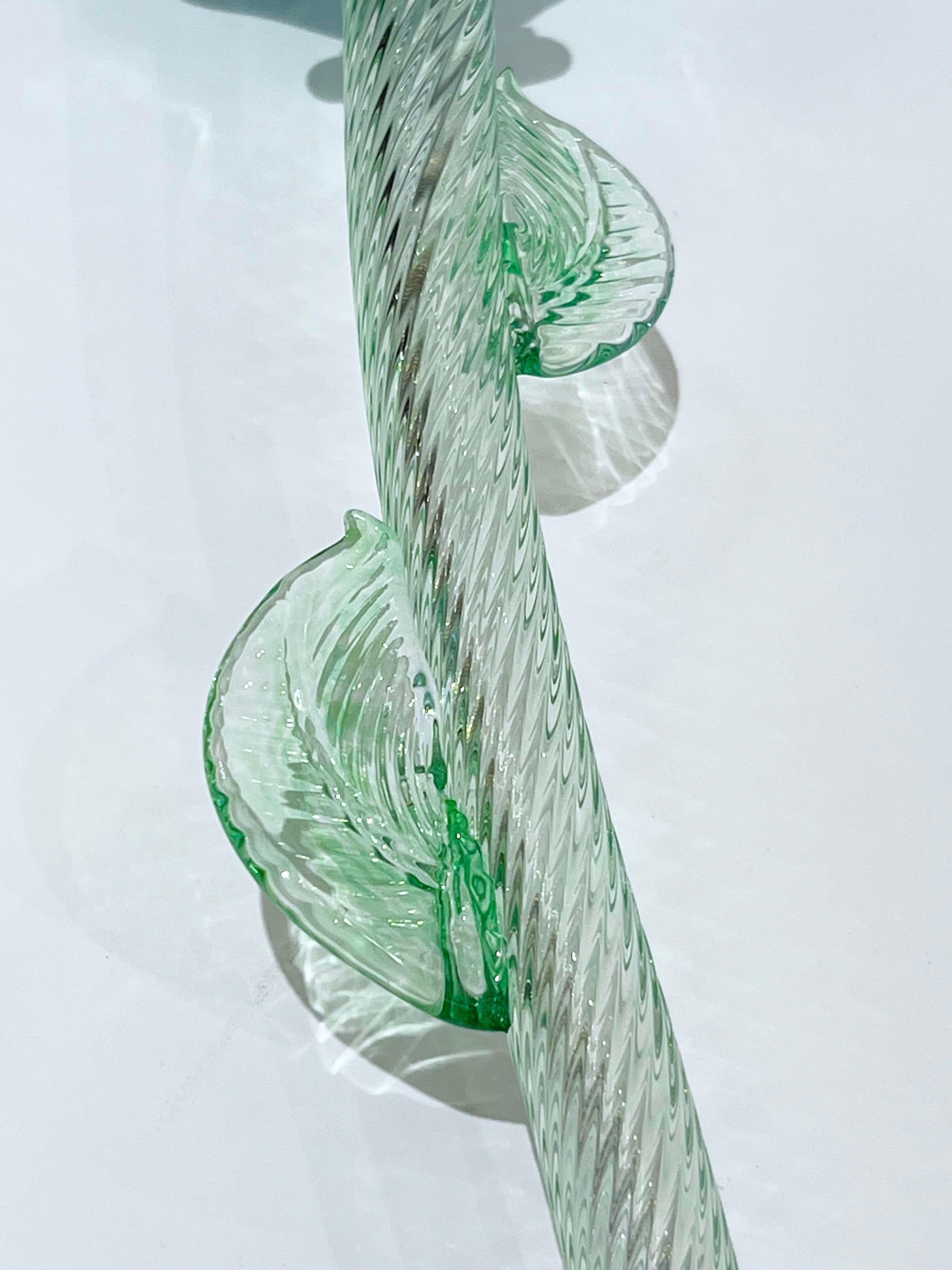 Italian Organic Modern Turquoise Blue Art Glass Lit Flower White Vase/Table Lamp For Sale 3
