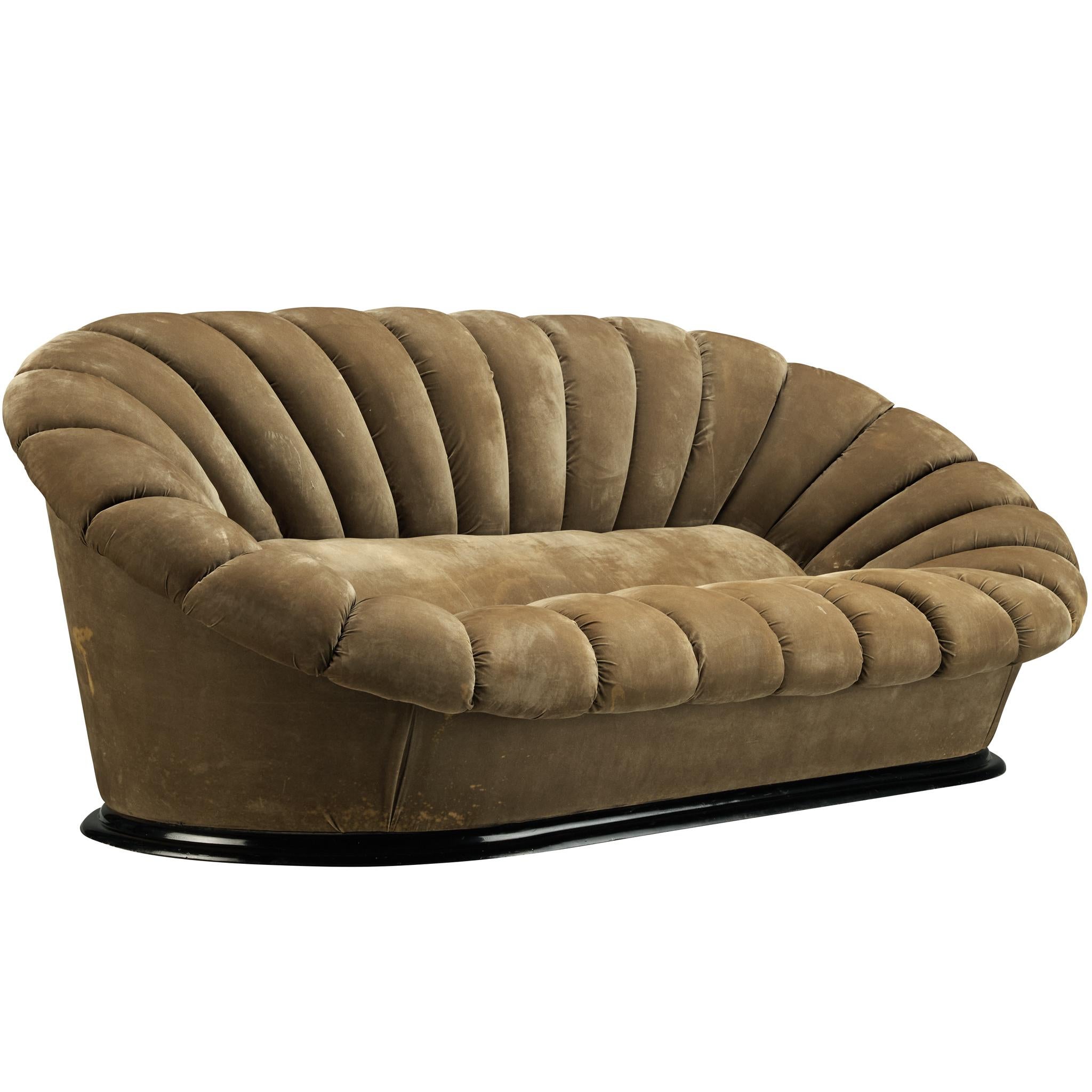 Italian Organic Sofa in Khaki Green Velvet
