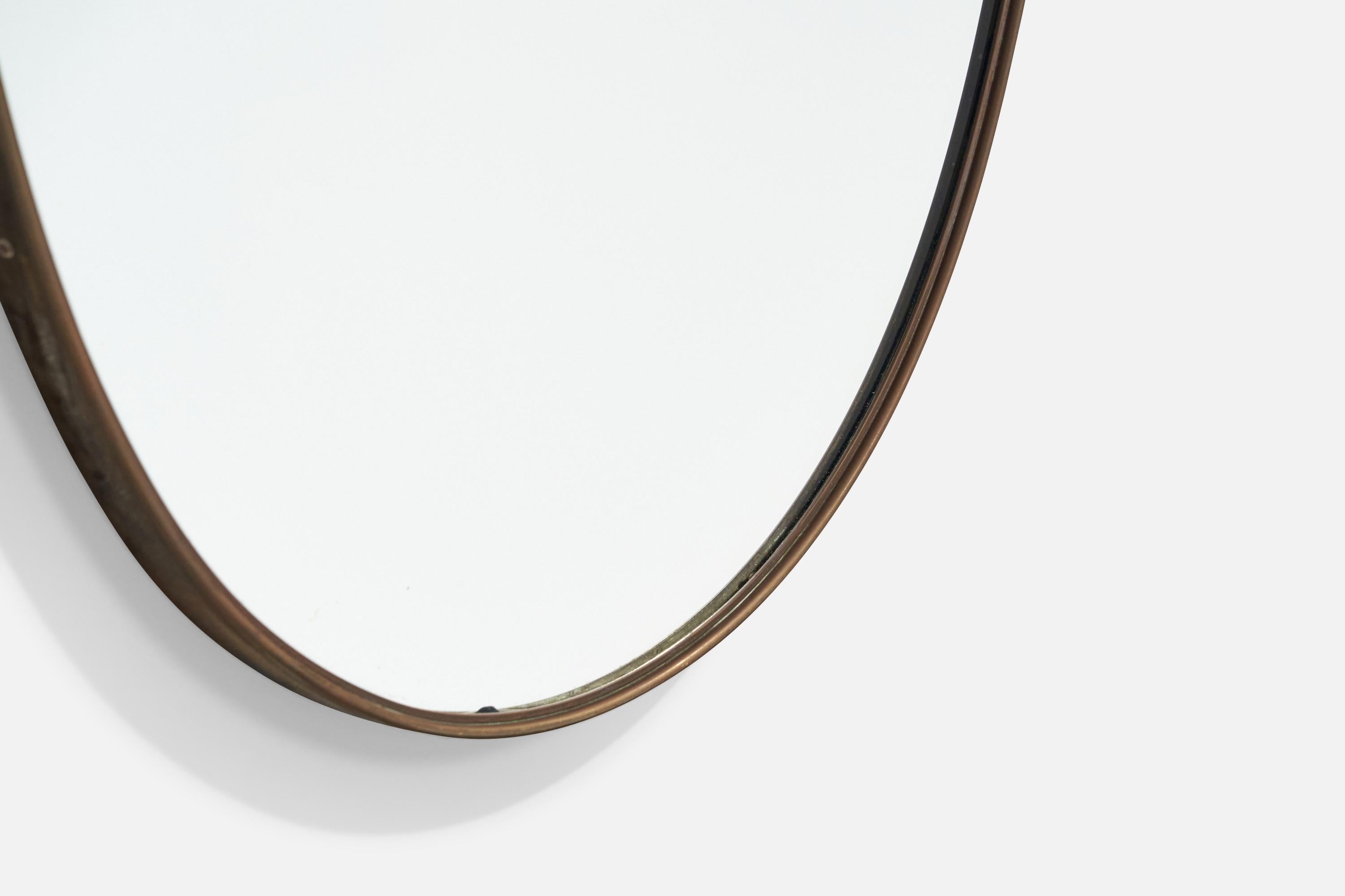 Italian, Organic Wall Mirror, Brass, Mirror Glass, Italy, 1940s For Sale 5