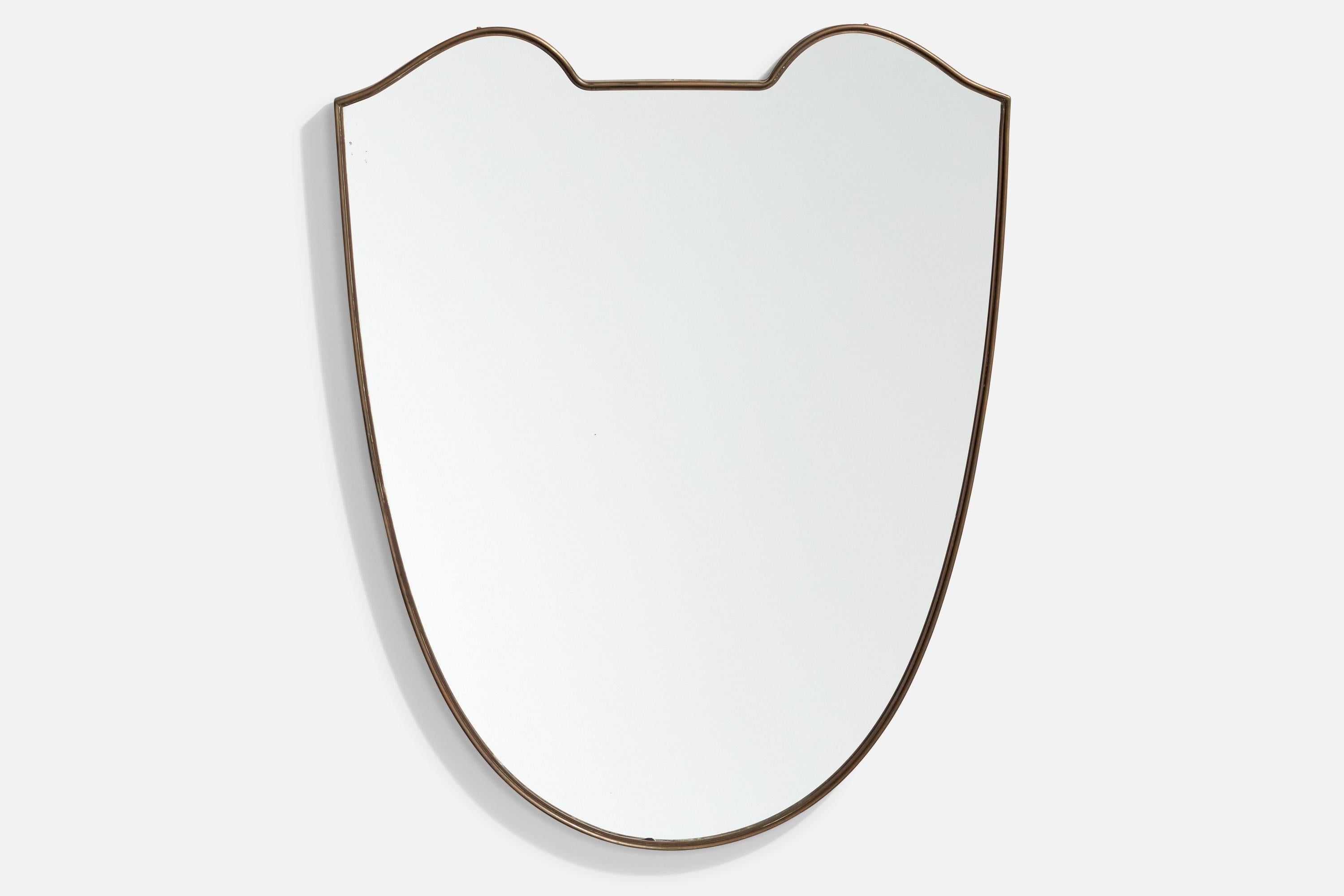 Italian, Organic Wall Mirror, Brass, Mirror Glass, Italy, 1940s In Good Condition For Sale In High Point, NC