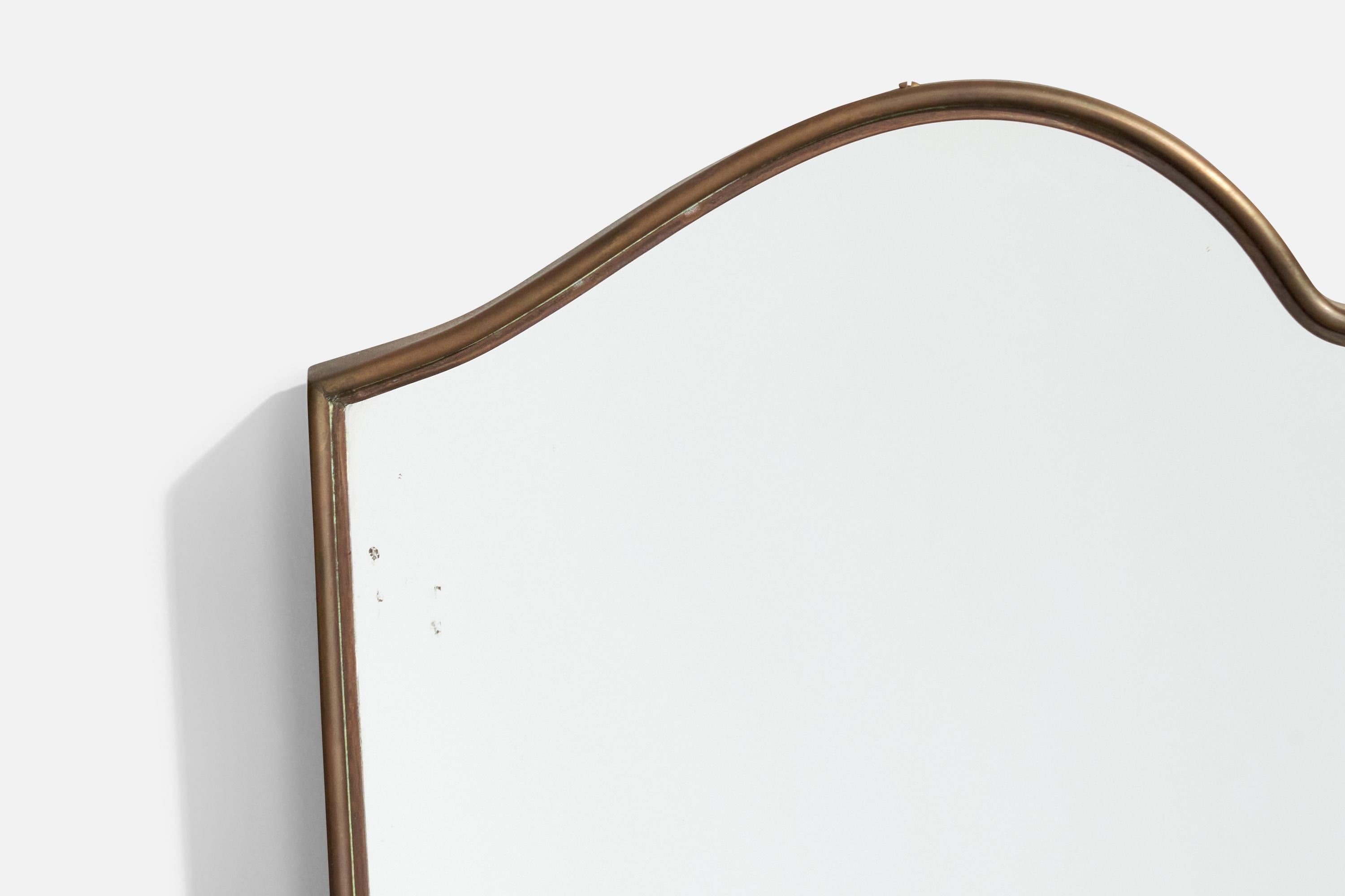 Italian, Organic Wall Mirror, Brass, Mirror Glass, Italy, 1940s For Sale 2