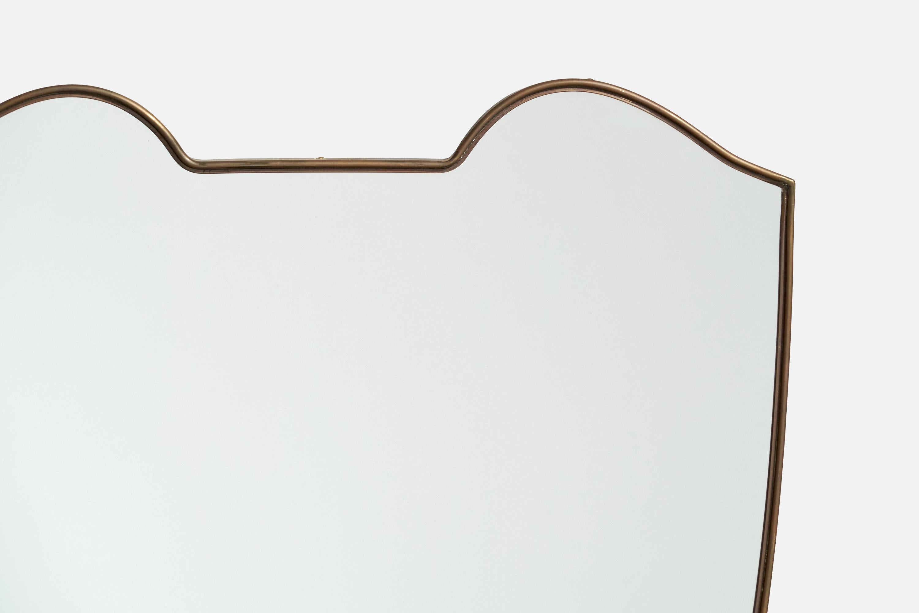 Italian, Organic Wall Mirror, Brass, Mirror Glass, Italy, 1940s For Sale 3