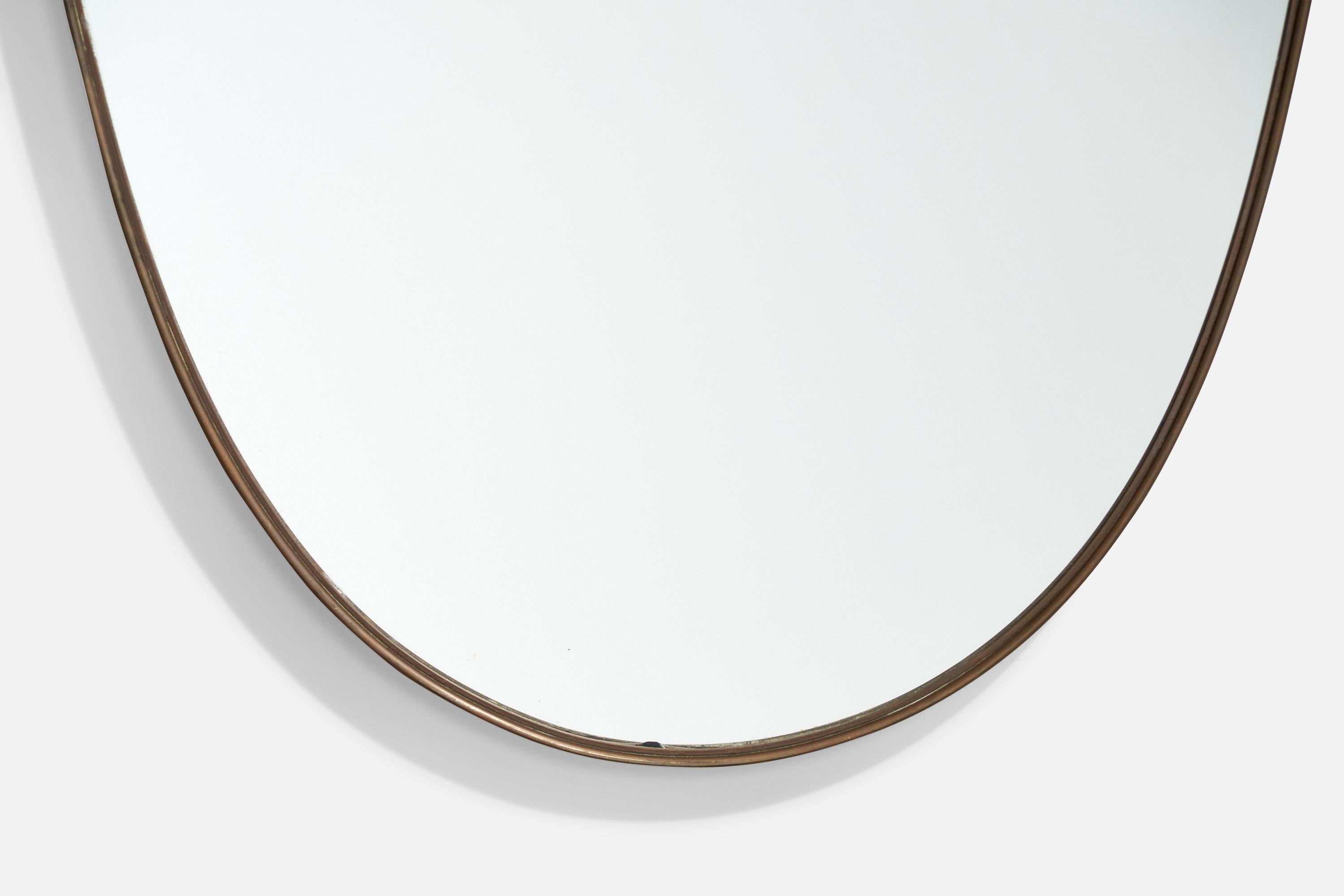 Italian, Organic Wall Mirror, Brass, Mirror Glass, Italy, 1940s For Sale 4