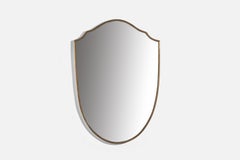 Italian Designer, Wall Mirror, Brass, Mirror Glass, Italy, 1940s