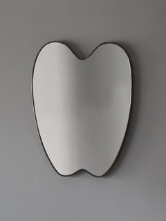 Italian, Organic Wall Mirror, Brass, Mirror Glass, Italy, 1950s